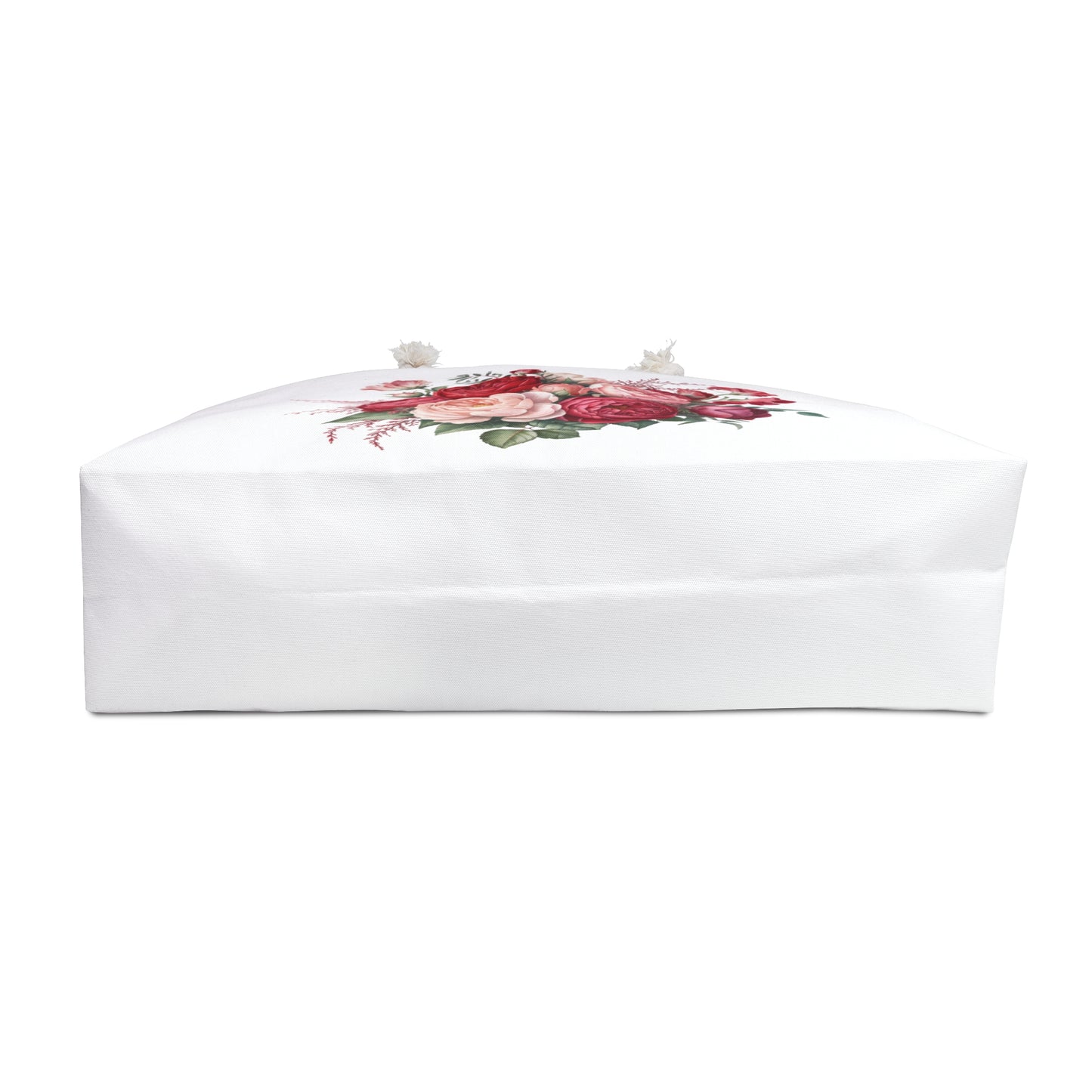 Weekender Bag - Red Bouquet Design featuring vibrant floral patterns on durable polyester, with rope handles and a spacious interior, perfect for stylish, joyful travels.