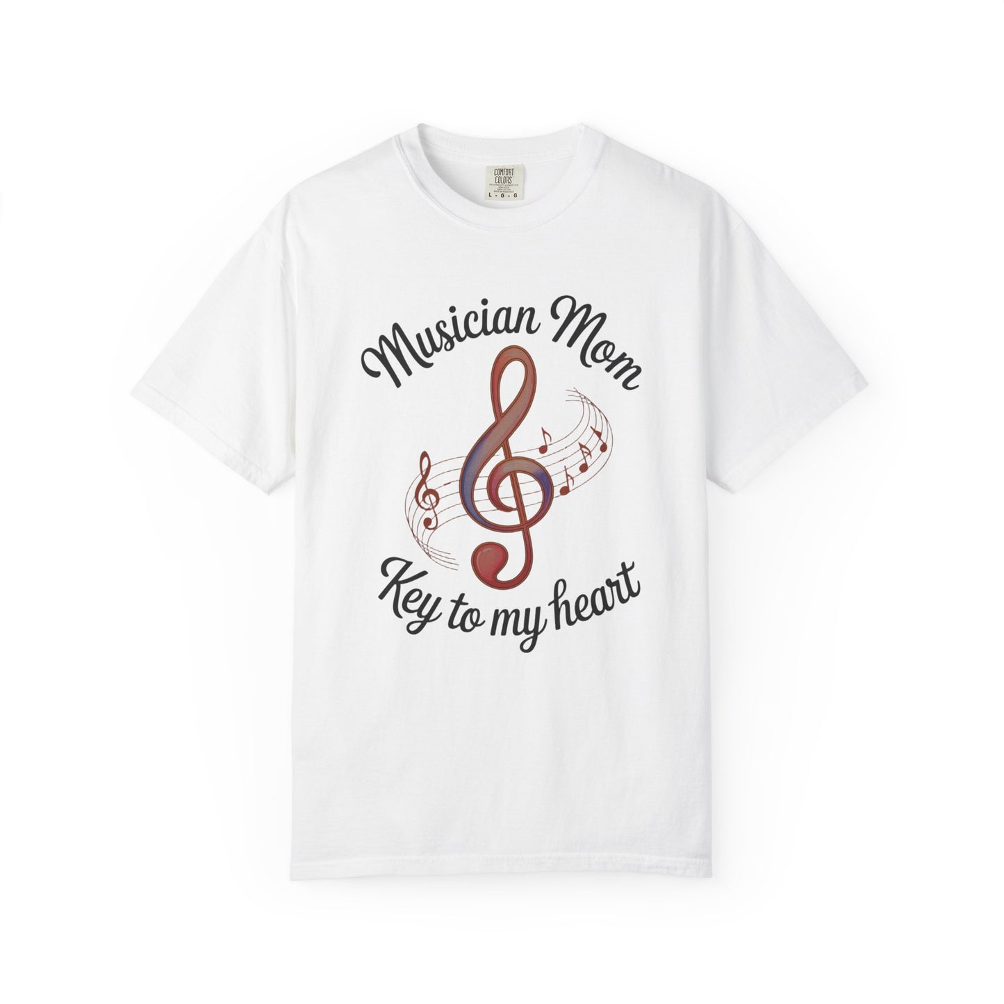 Musician Mom T-Shirt with a relaxed fit and crew neckline, featuring durable double-needle stitching, ideal for casual or semi-formal wear, embodying FireBrook Essentials' commitment to comfort and style.