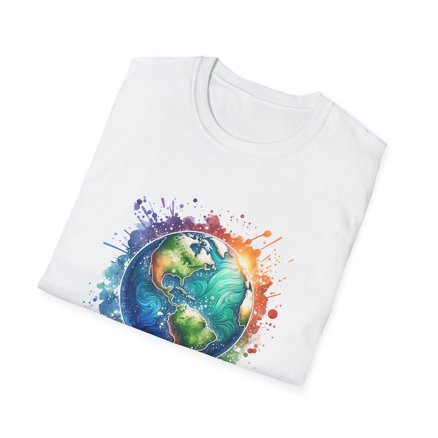Every Day is Earth Day Gildan Unisex T-Shirt featuring a vibrant Earth graphic, highlighting sustainability. This comfortable, stylish piece aligns with FireBrook Essentials' ethos of positivity and environmental awareness.