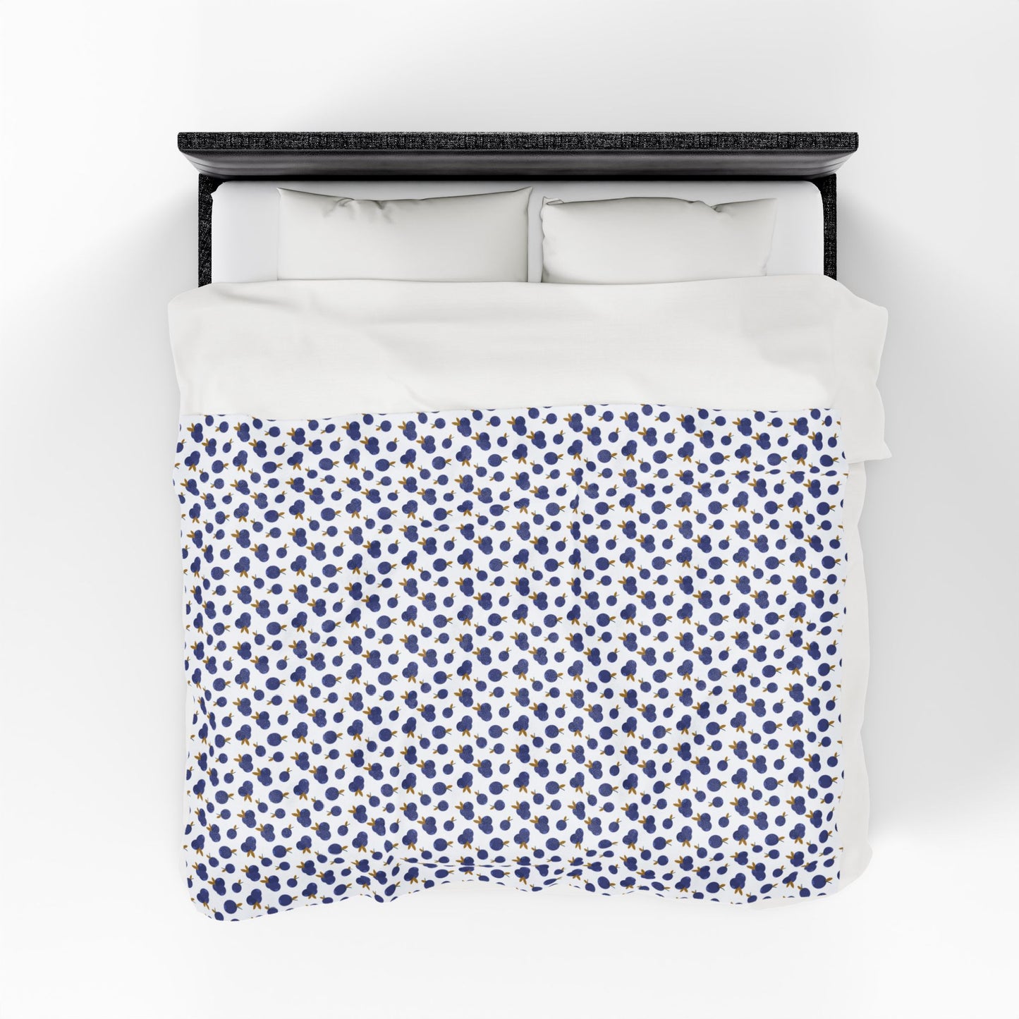 Plush Blanket - Blueberry Pattern: A cozy, blueberry-patterned blanket, showcasing a plush texture, ideal for snuggling. Perfect for enhancing home decor with comfort and style, reflecting FireBrook Designs' uplifting essence.