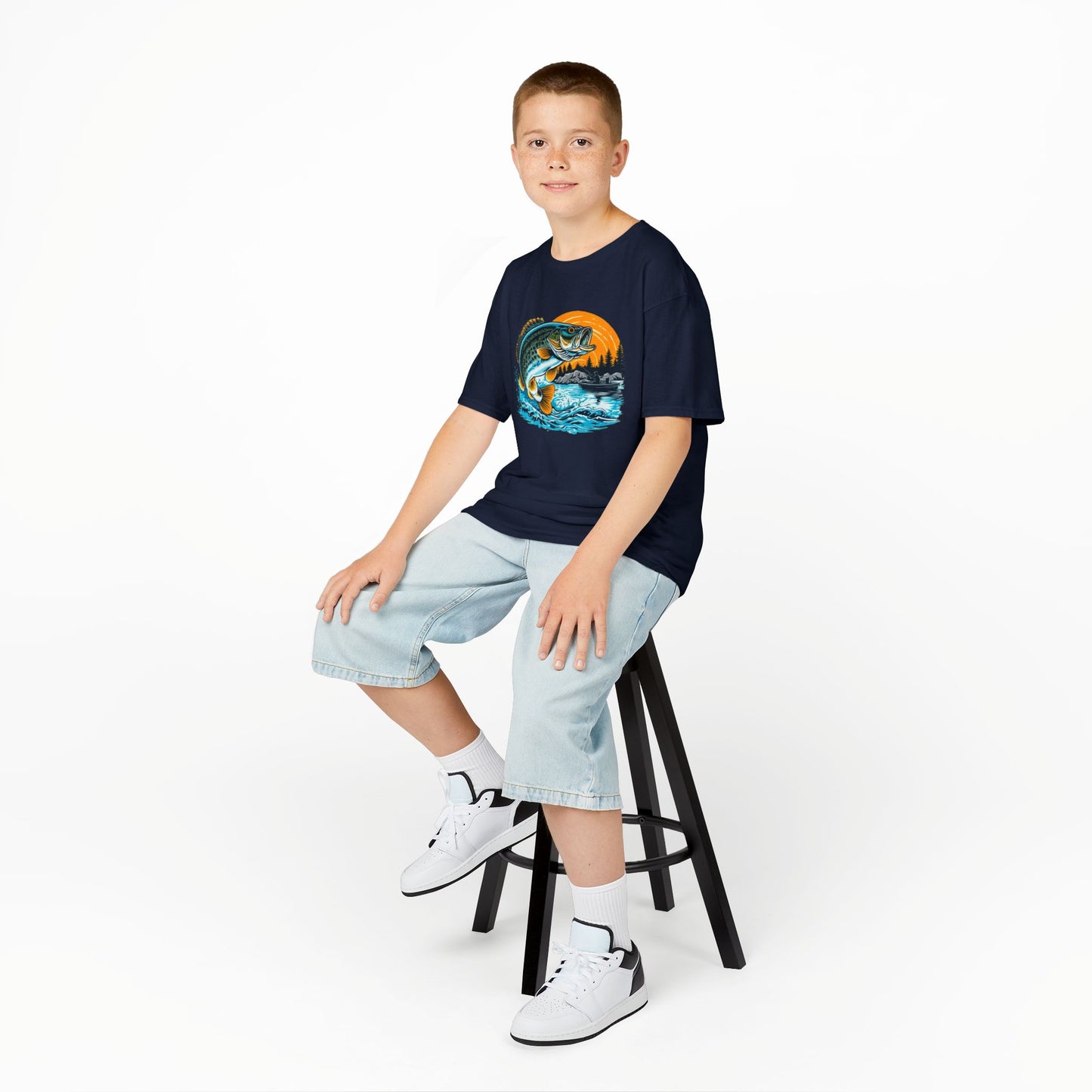 Leaping Bass Fishing Adventure Youth T-Shirt