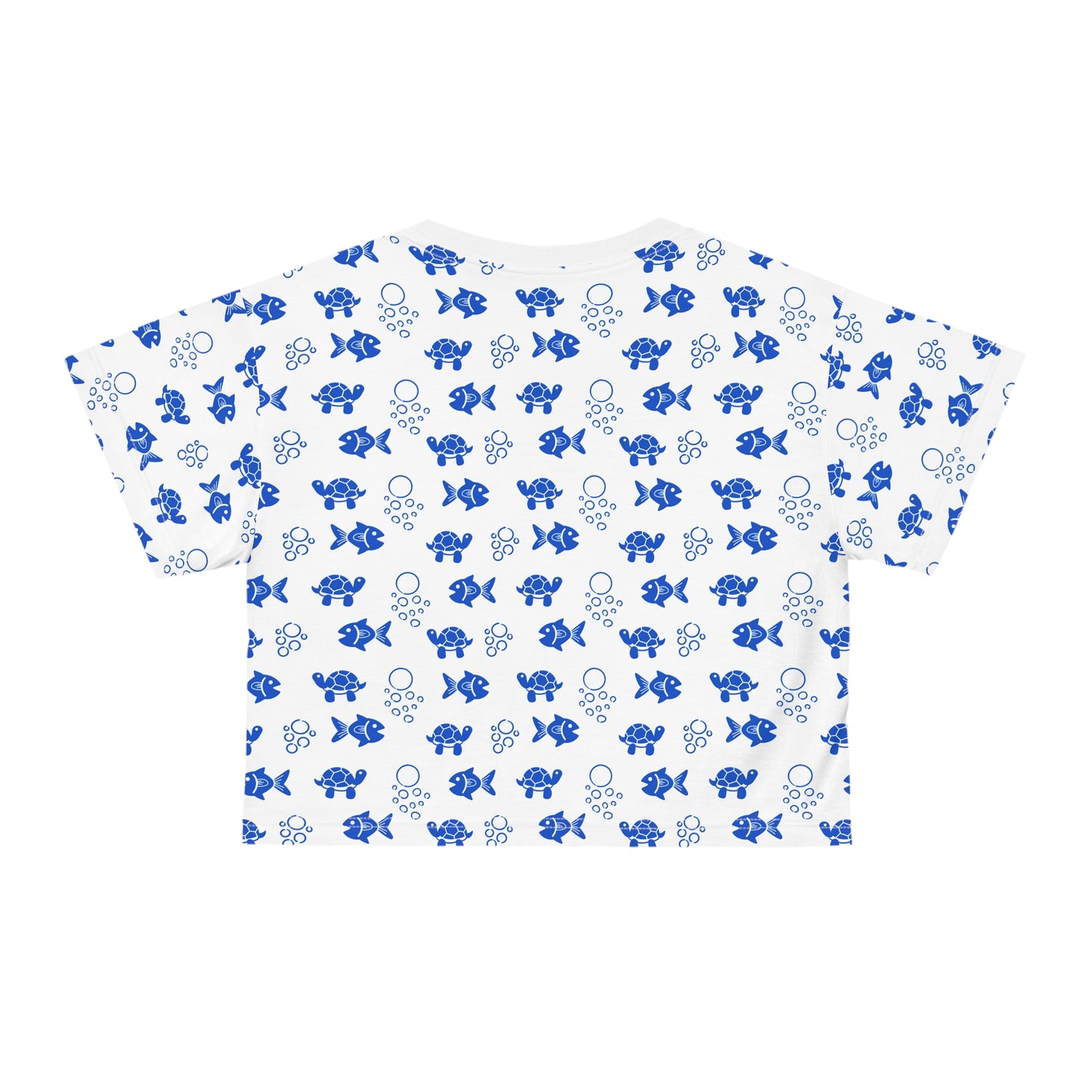 Cute Blue Fish Patterns for Summer Vibes Crop T-Shirt