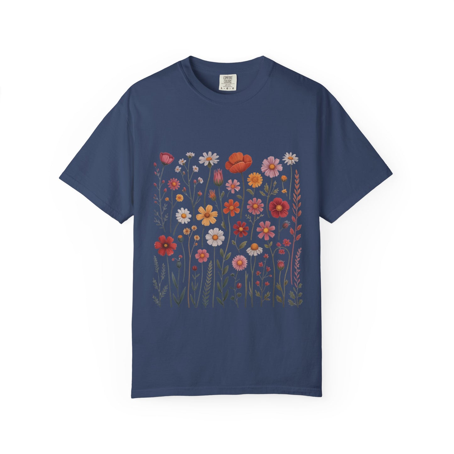 The Wildflowers Summer T-Shirt showcases a vibrant floral design, embodying a carefree summer vibe. Ideal for outdoor adventures, it features durable double-needle stitching and a sleek, seamless look.