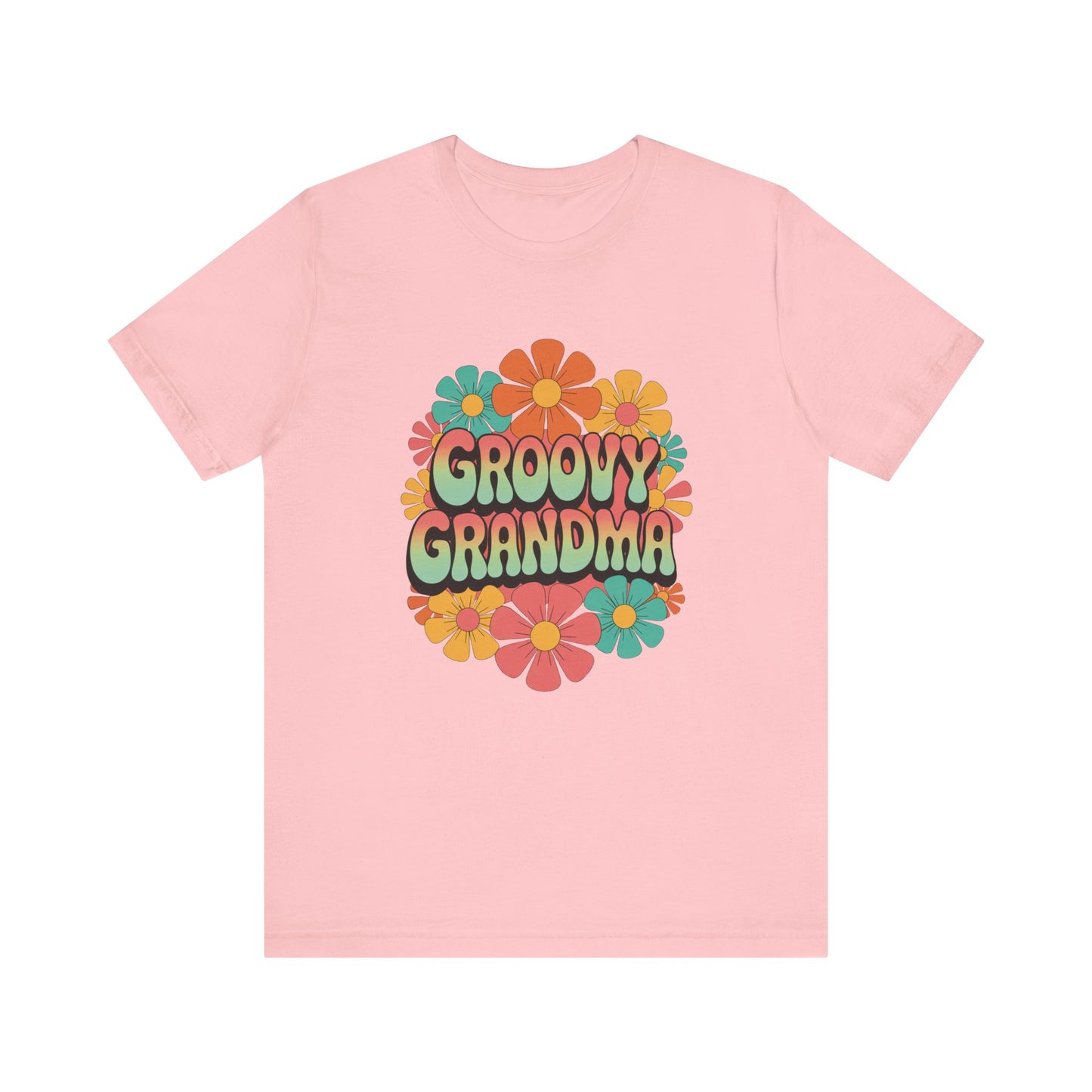Groovy Grandma for Mother's Day Bella+Canvas Unisex T-Shirt featuring a vibrant flower design, perfect for vintage style lovers. Ideal for gifting and everyday wear, embodying FireBrook Essentials' joyful and uplifting spirit.
