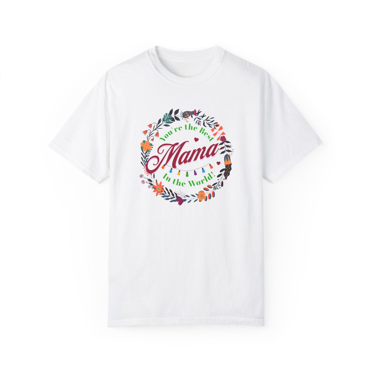 Best Mama Unisex Comfort Colors T-Shirt featuring a stylish logo, designed for comfort with a relaxed fit and crew neckline, crafted from soft, durable 100% ring-spun US cotton.