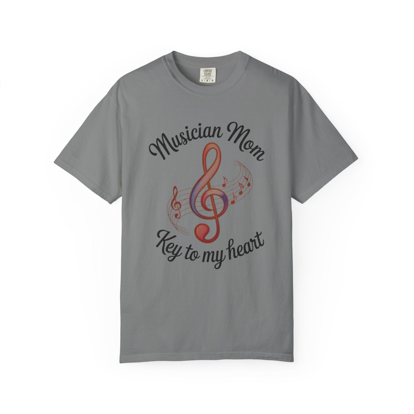 Musician Mom T-Shirt featuring a relaxed fit and classic crew neckline, crafted from high-quality US cotton. Ideal for stylish, music-loving moms, reflecting FireBrook Essentials' commitment to comfort and positivity.