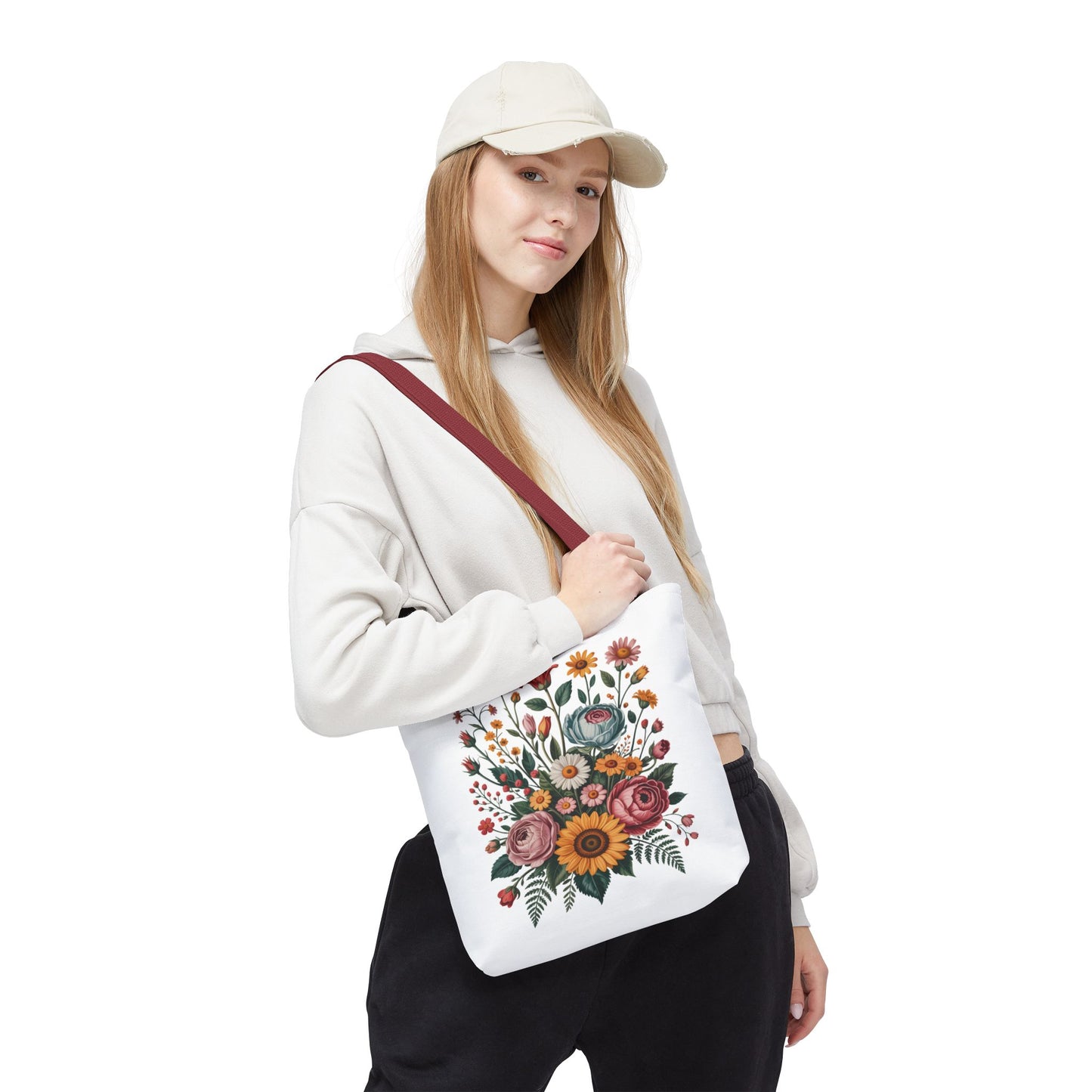 Botanical Vintage Flower Tote Bag: A stylish tote in a collage design of muted pastel and warm-toned vintage flowers, perfect for carrying essentials, embodying FireBrook Essentials' spirit of joyful, uplifting designs.