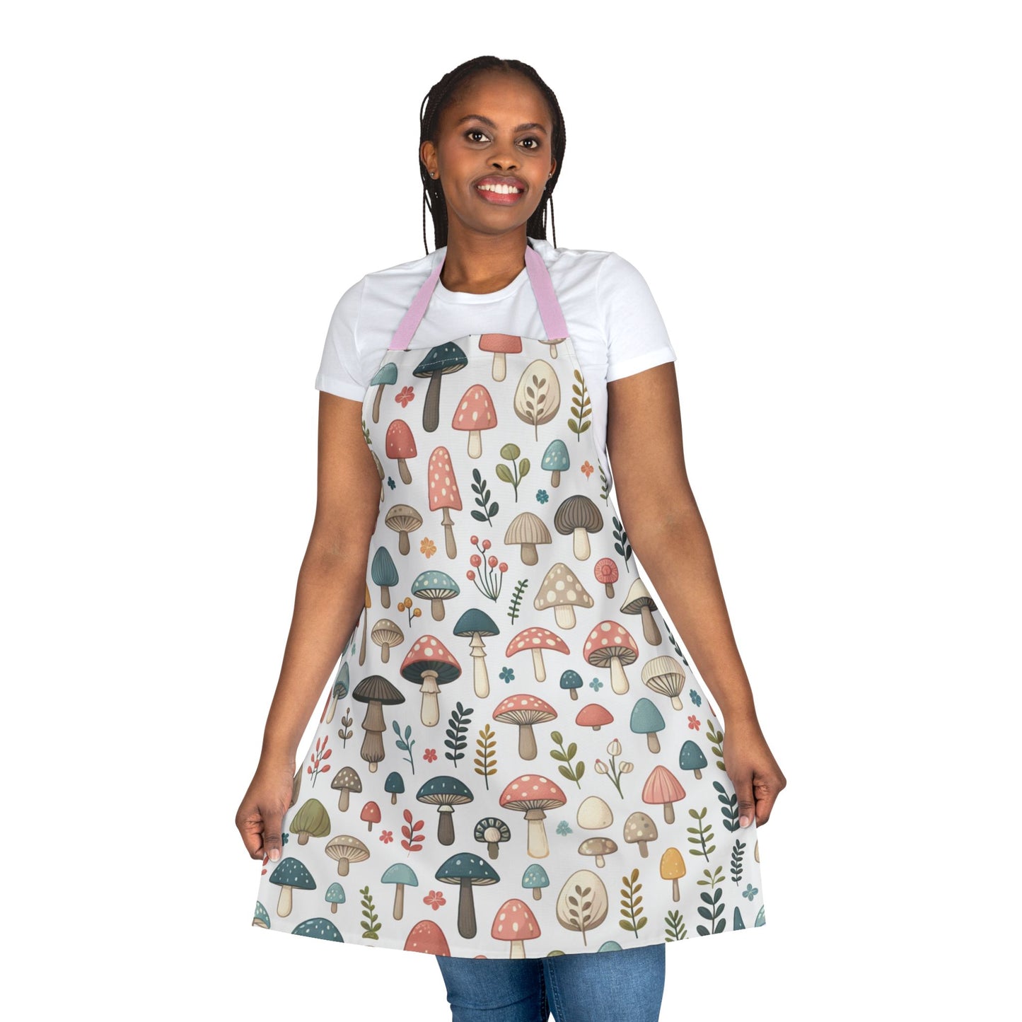 Mushrooms Apron Whimsical Design Soft Comfortable Fabric Stain-Free Material