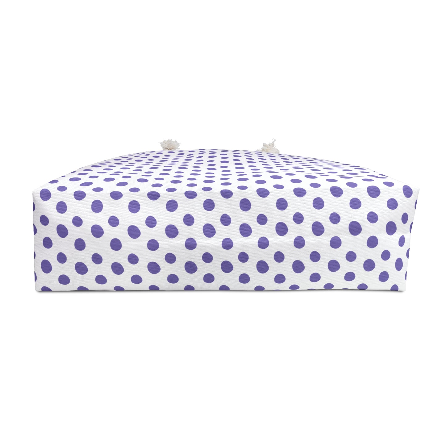 Weekender Bag - Light Purple Polka (small) Dots Travel Tote; features playful light purple polka dots on a white background, ideal for stylish travel with spacious design and sturdy rope handles.