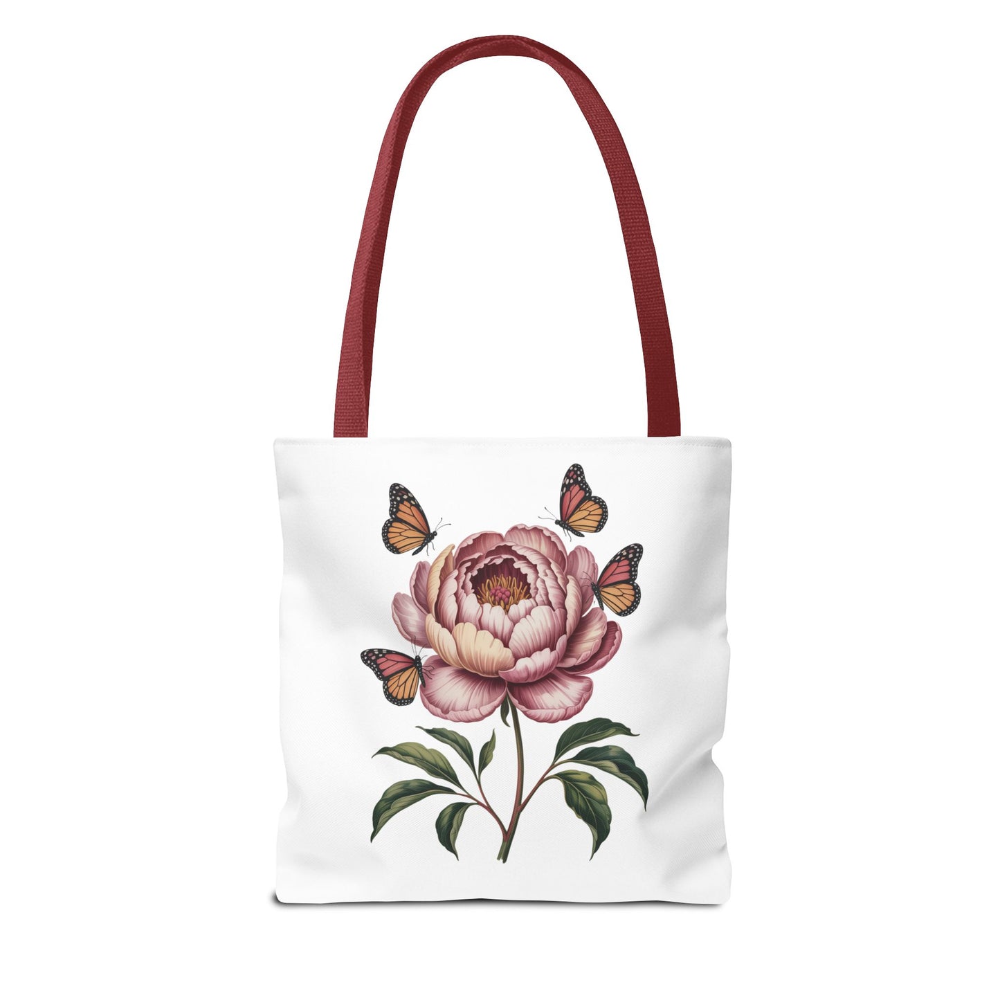 Botanical with Vintage-Inspired Illustration Tote Bag showcasing vibrant flowers, intricate leaves, and fluttering butterflies. Perfect for nature lovers, this elegant design adds whimsy and style to everyday essentials.