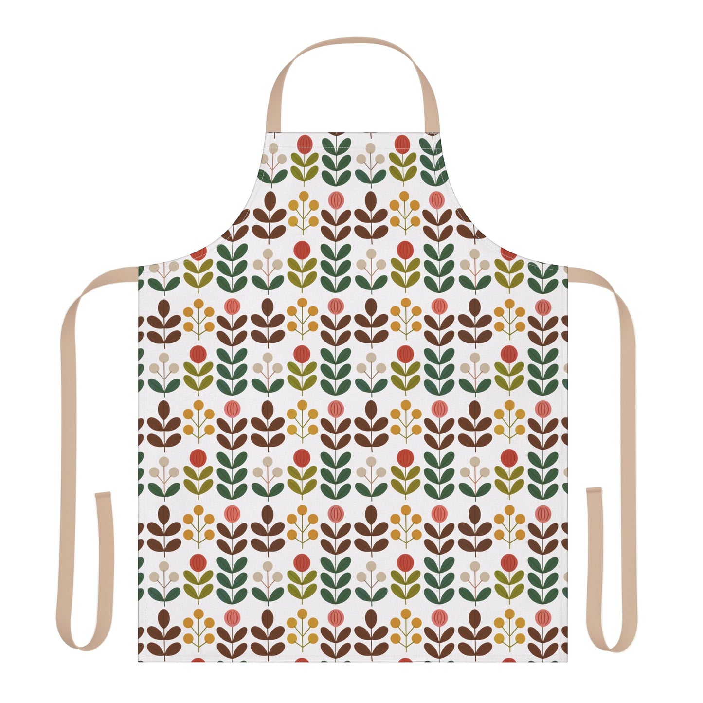 Flower Pattern Apron, featuring a vibrant floral design, ideal for creative cooks or artists. Crafted from polyester canvas, it offers a comfortable tie-back and stain-free protection, aligning with FireBrook Essentials' joyful, stylish ethos.