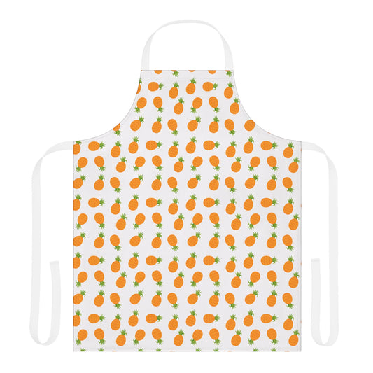 Pineapple Apron featuring a vibrant pineapple pattern, ideal for cooking enthusiasts. Made from polyester canvas with an adjustable tie-back closure, combining style and practicality for joyful kitchen experiences.