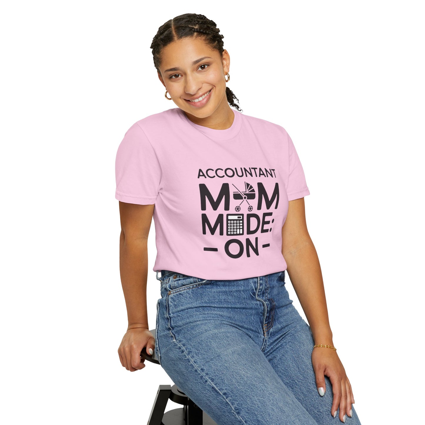 Accountant Mom Mode On T-Shirt featuring a relaxed fit and crew neckline, designed for comfort and style, ideal for busy moms balancing work and home, embodying FireBrook Essentials' uplifting spirit.