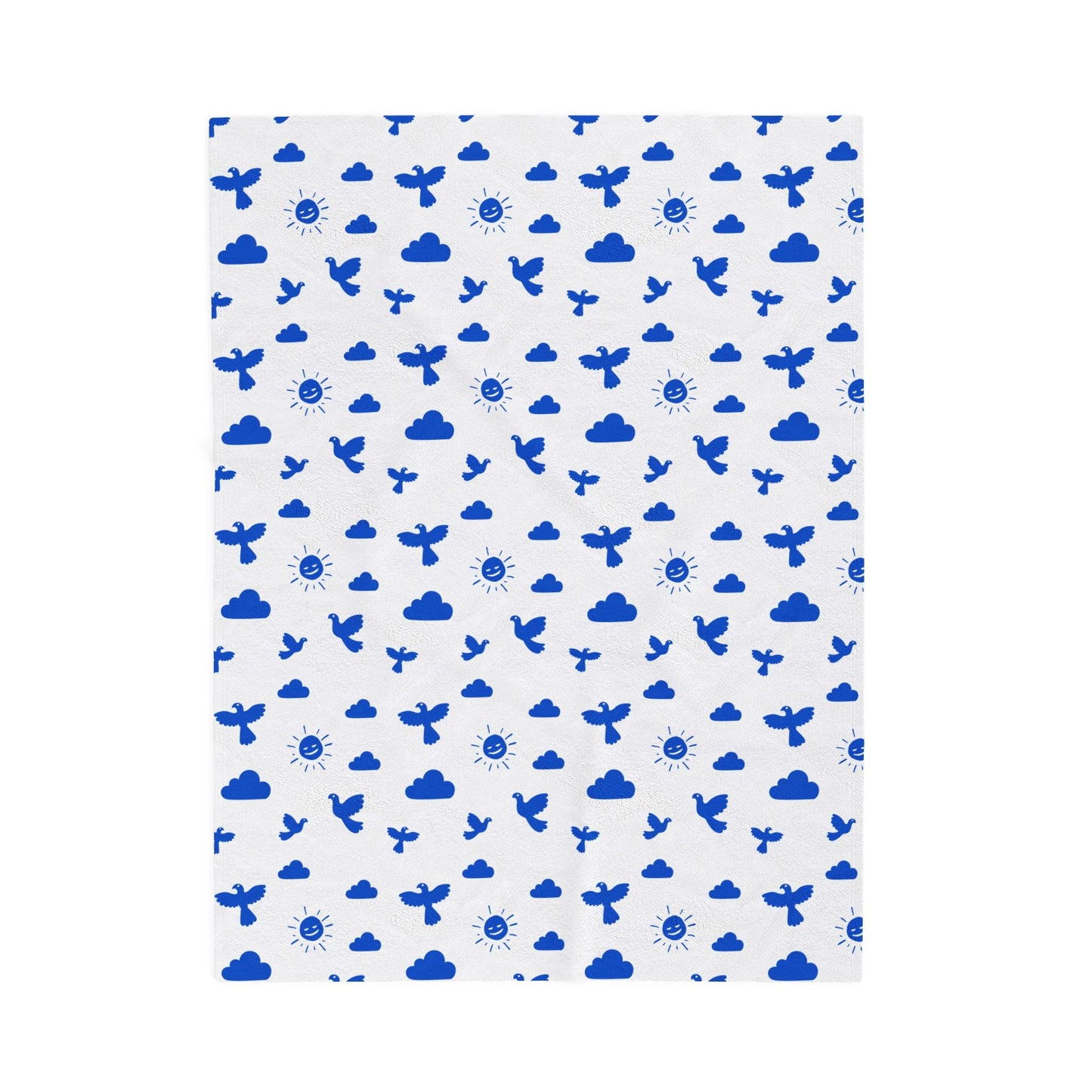 Blue Sky Velveteen Plush Blanket, featuring a vibrant design and soft texture, perfect for cozying up at home. Durable and stylish, it embodies FireBrook Essentials' commitment to comfort and positivity.