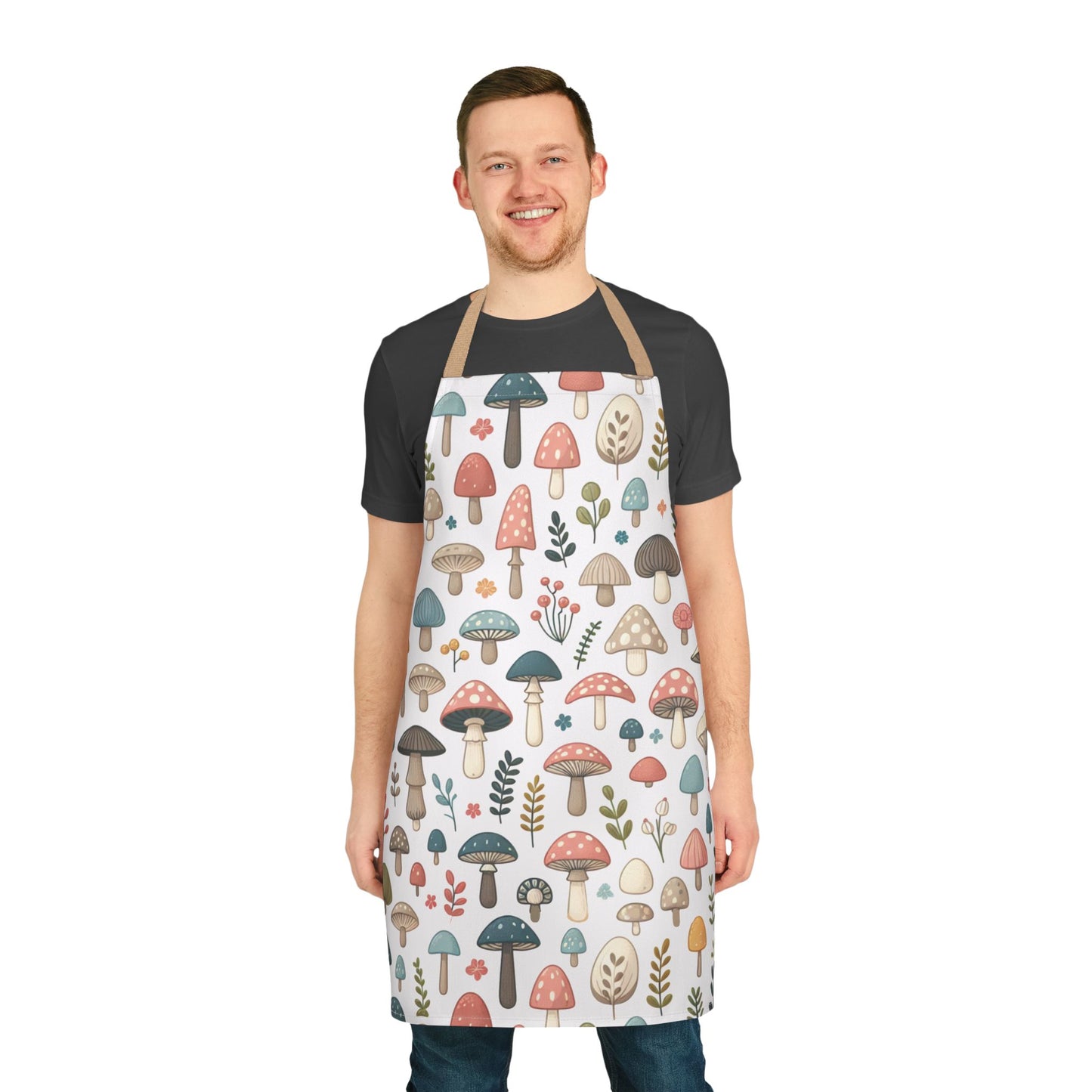 Mushrooms Apron Whimsical Design Soft Comfortable Fabric Stain-Free Material