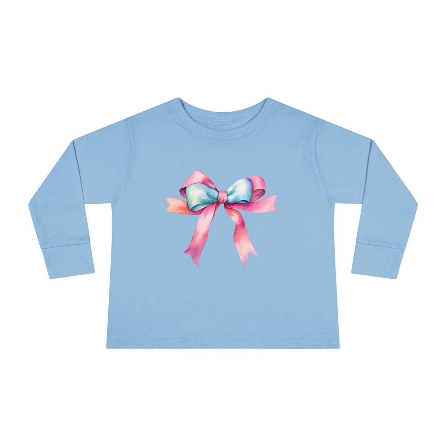 Pink Ribbon Long Sleeve Toddler T-Shirt with side seams and ribbed cuffs, perfect for comfort and support. Designed for raising awareness, it embodies FireBrook Essentials' mission of stylish, meaningful apparel.