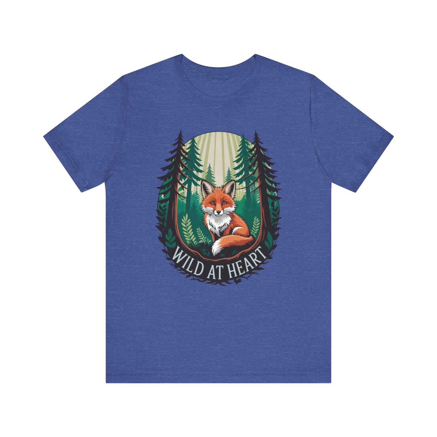 Wild at Heart Fox Illustration Bella+Canvas Unisex T-Shirt featuring a whimsical fox graphic, perfect for nature lovers and casual outings, aligning with FireBrook Essentials' uplifting and comfortable apparel ethos.