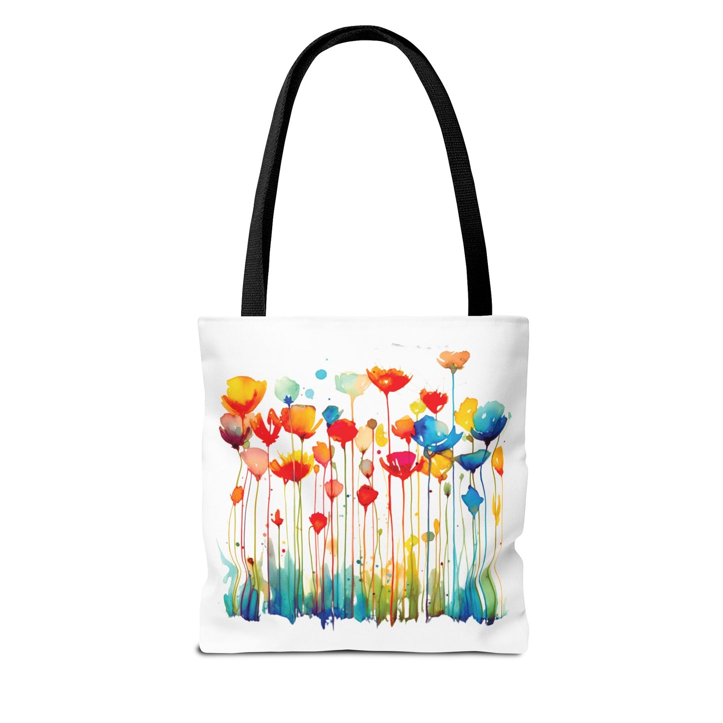 Watercolor Floral Tote Bag: A stylish, durable tote featuring a vibrant floral watercolor design, ideal for daily use. Perfect for adding a touch of nature-inspired elegance to errands or adventures.