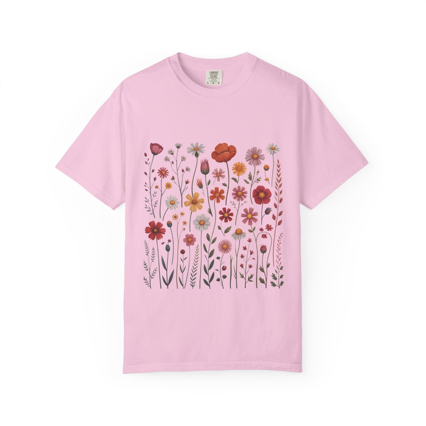 Wildflowers Summer T-Shirt featuring vibrant floral patterns, embodies a carefree summer vibe; perfect for outdoor enthusiasts. This comfortable, stylish piece showcases FireBrook Essentials’ commitment to original, uplifting designs.