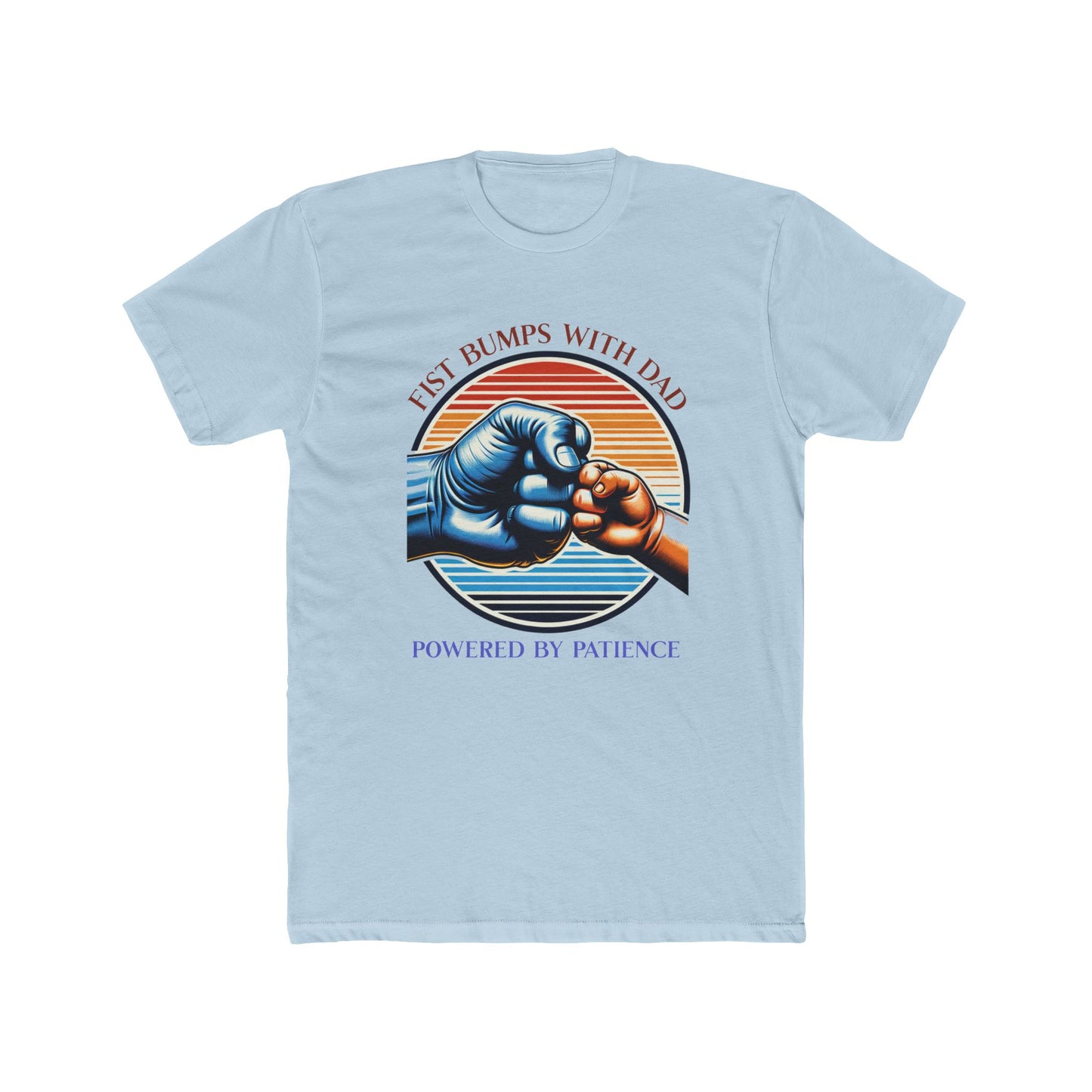 Father's Day Fist Bumps with Dad Next Level Unisex T-Shirt featuring a graphic of a hand holding a baby's hand, celebrating fatherly love with a warm, nostalgic design.