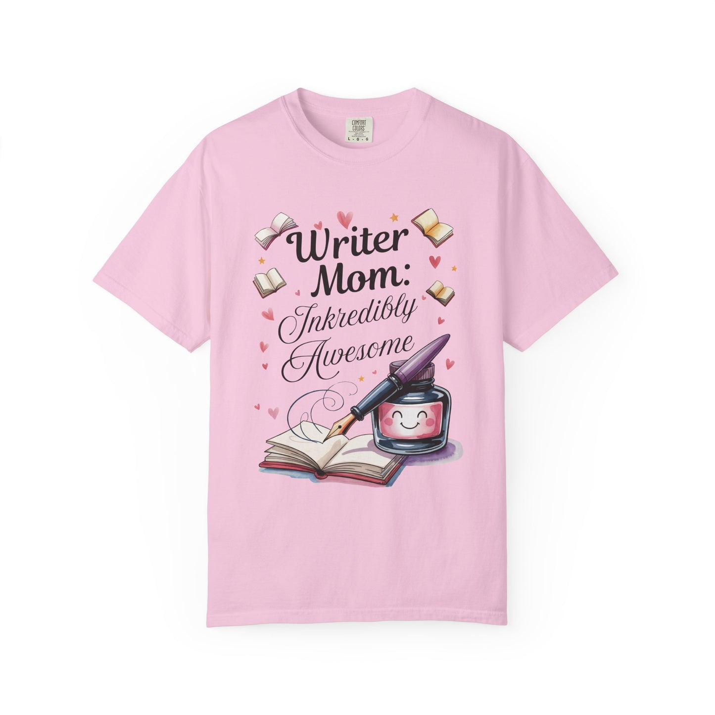Writer Mom: Inkredibly Awesome Mother's Day Comfort Colors Unisex T-Shirt featuring a relaxed fit and classic crew neckline, designed for comfort with durable double-needle stitching, ideal for casual, joyful wear.