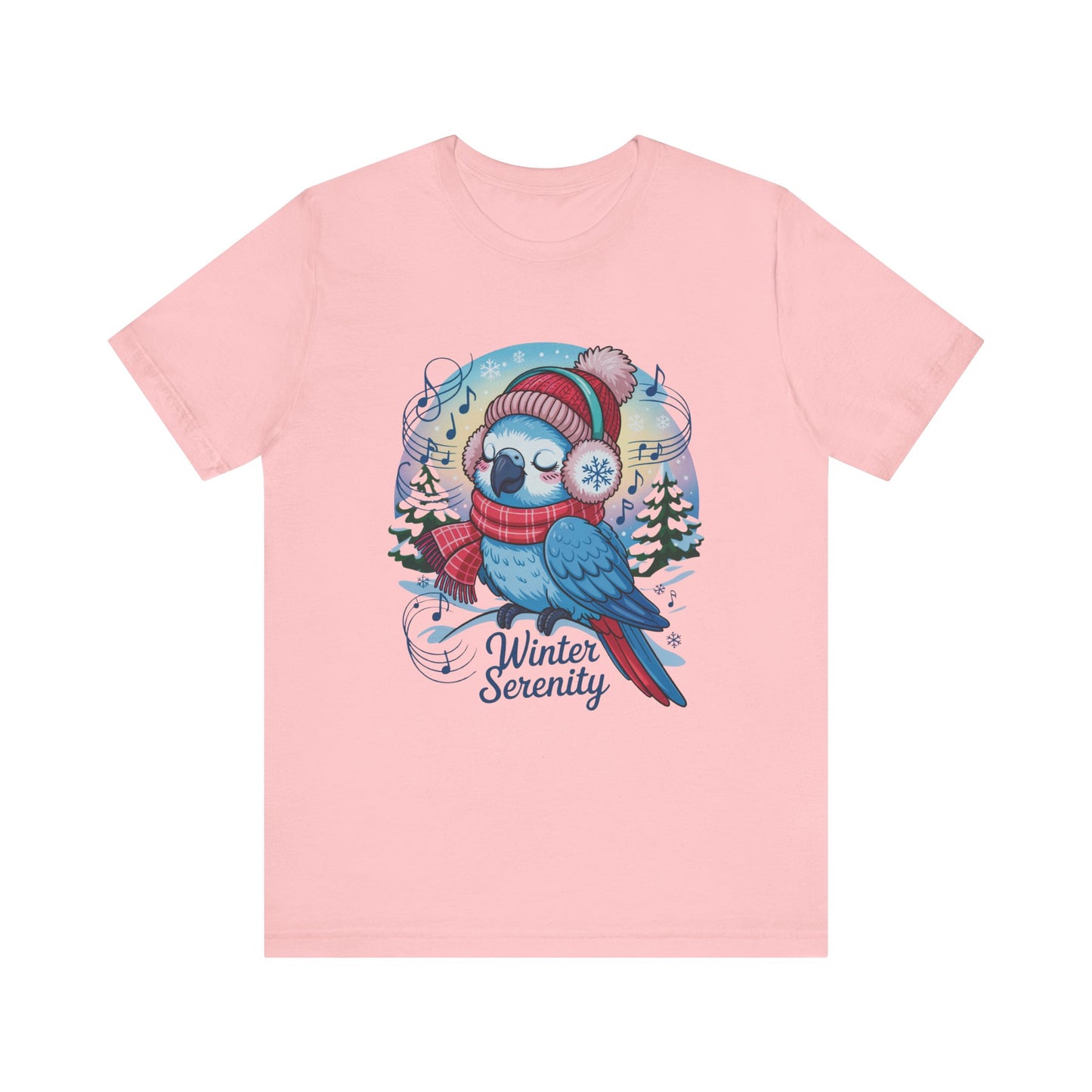 Winter Serenity Cute Baby Parrot Unisex T-Shirt features a charming parrot design on soft cotton, perfect for casual winter wear. Ideal for bird lovers, it embodies FireBrook Essentials’ commitment to comfort and joy.