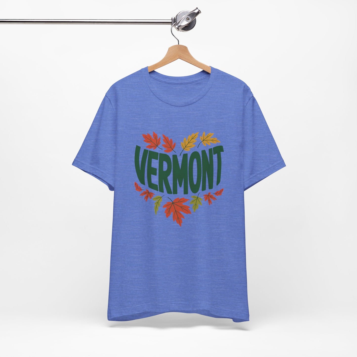 Vermont Love Bella+Canvas Unisex T-Shirt offers a relaxed fit, featuring a ribbed knit collar and shoulder tape. Crafted from 100% Airlume cotton, it's perfect for nature enthusiasts seeking comfort and style.