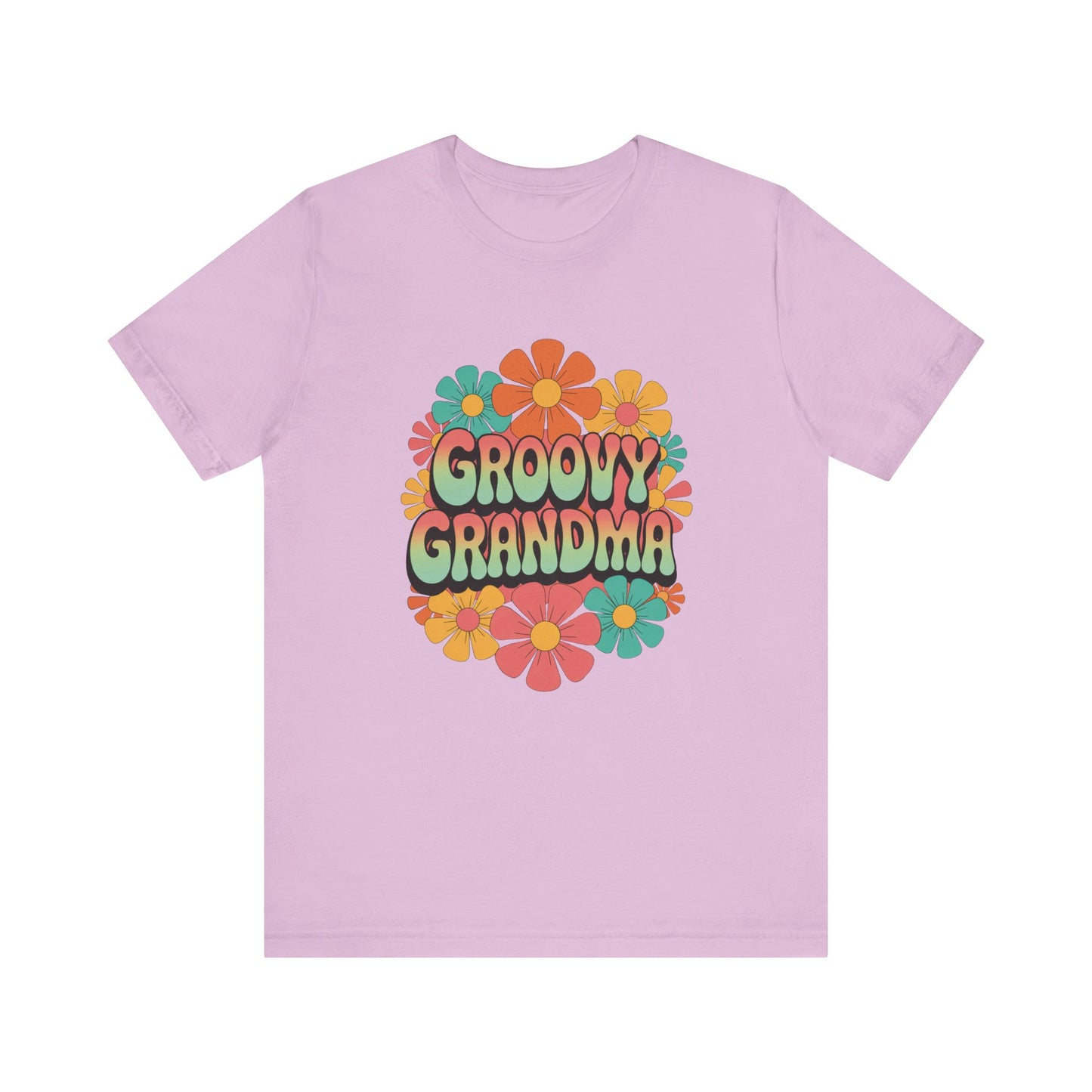 Groovy Grandma for Mother's Day Bella+Canvas Unisex T-Shirt featuring a vibrant flower design, embodying retro charm. Ideal for vintage-loving grandmas, this stylish tee perfectly aligns with FireBrook Essentials' joyful apparel ethos.