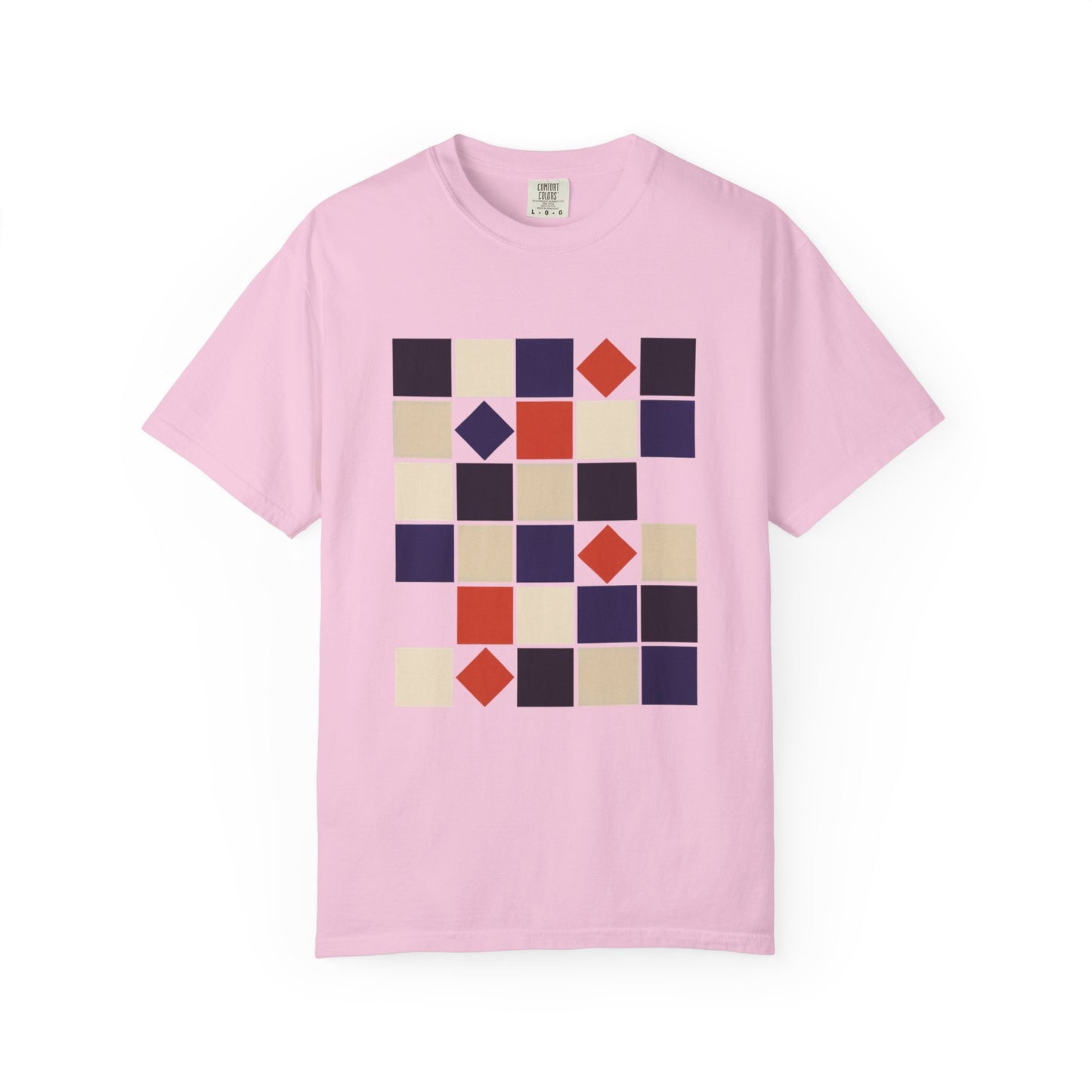 Square Grid Abstract in Monochrome Palette T-Shirt features a grid of precisely aligned, rotated squares, offering a modern, artistic look. Ideal for style-conscious individuals seeking unique, contemporary wardrobe additions.