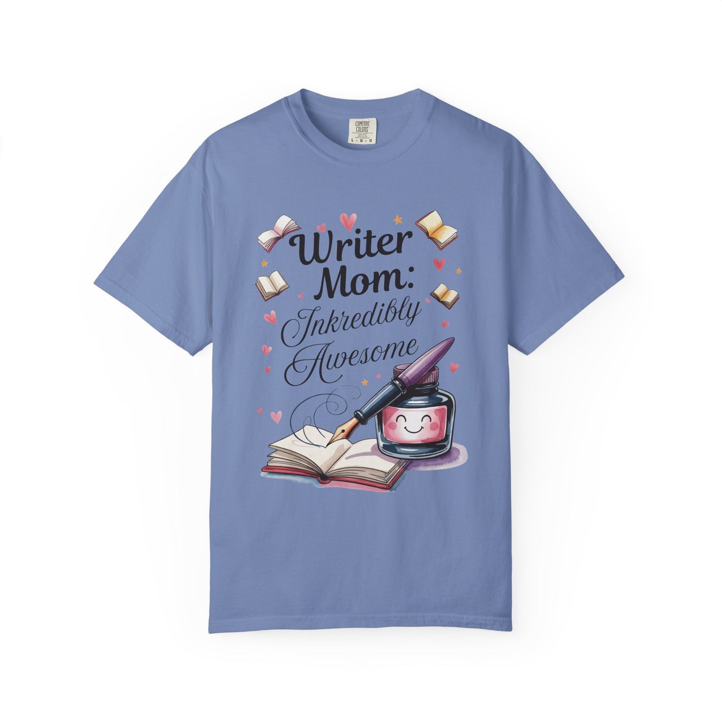 Writer Mom: Inkredibly Awesome Mother's Day Comfort Colors Unisex T-Shirt, featuring a relaxed fit and classic crew neckline, made with high-quality US cotton, perfect for casual, joyful wear.
