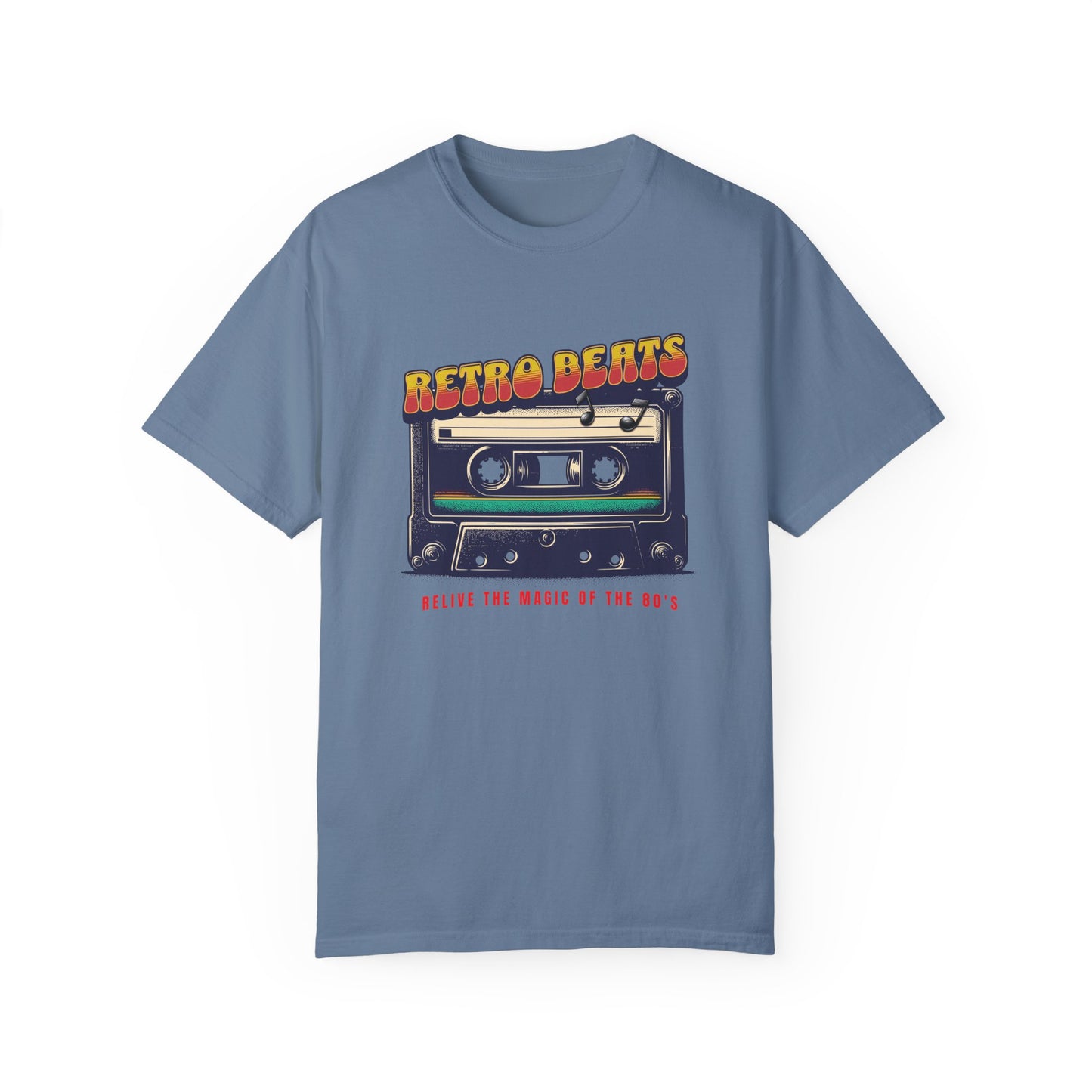 Magic of the 80's Comfort Colors Unisex T-Shirt featuring a retro cassette tape design, embodying nostalgic charm and perfect for casual or semi-formal wear. Ideal for adding 80s flair to your wardrobe.
