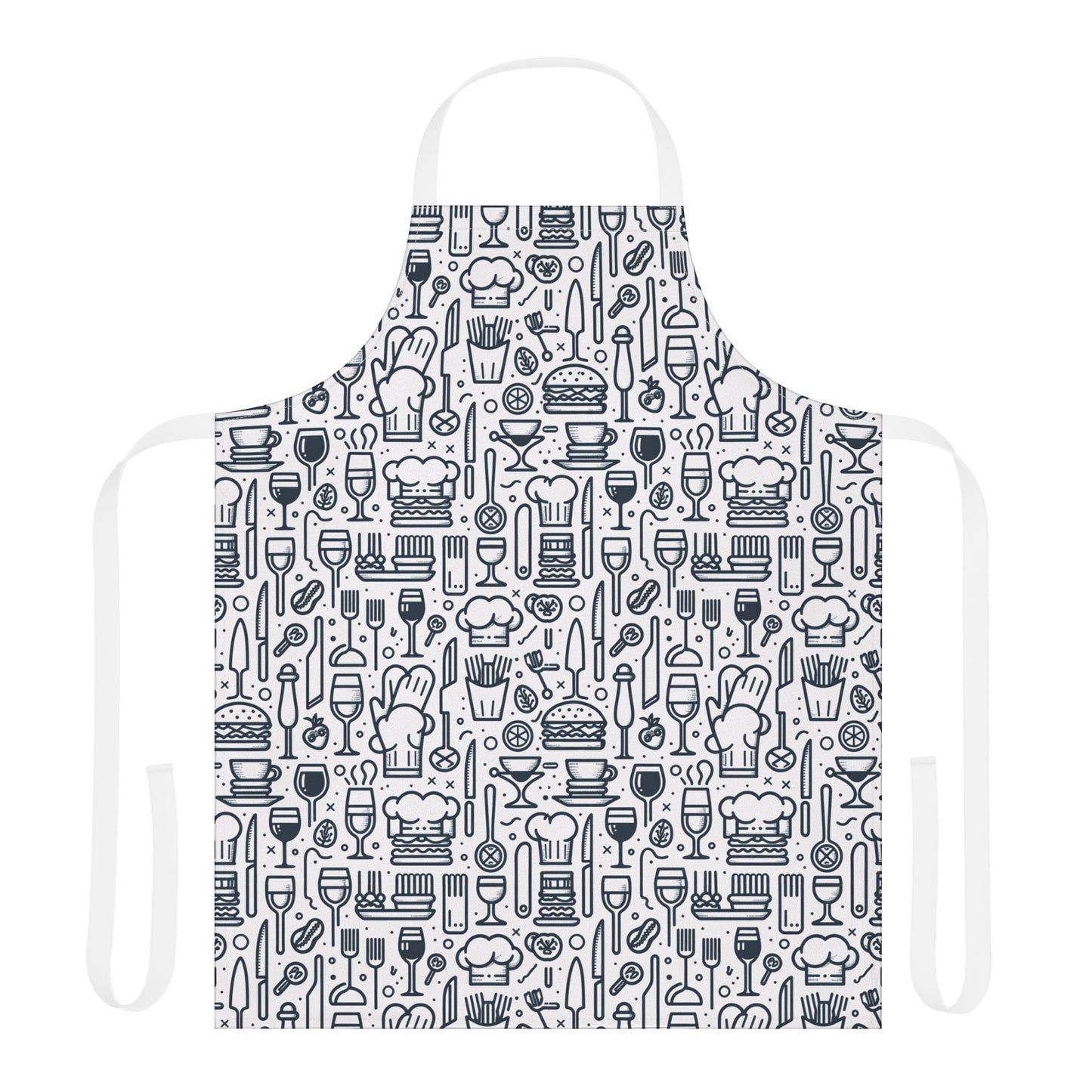 Kitchen Finds Designs Apron features a stylish black and white pattern, perfect for home cooks and chefs. Its adjustable tie-back closure and comfortable fit make it a delightful kitchen essential.