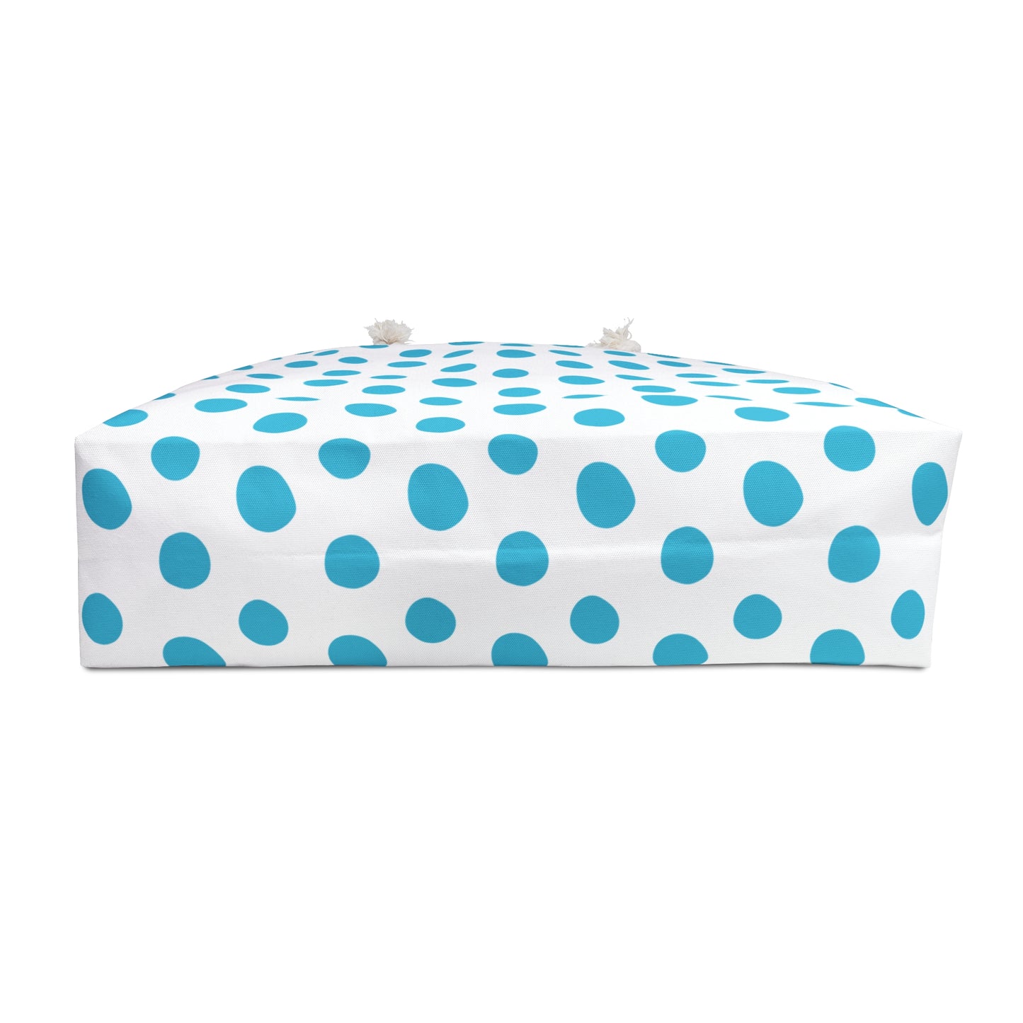Weekender Bag - Light Blue Polka Dots Travel Tote: Features a playful polka dot design, large size, and rope handles, ideal for vibrant weekend getaways aligned with FireBrook Essentials' joyful and uplifting ethos.