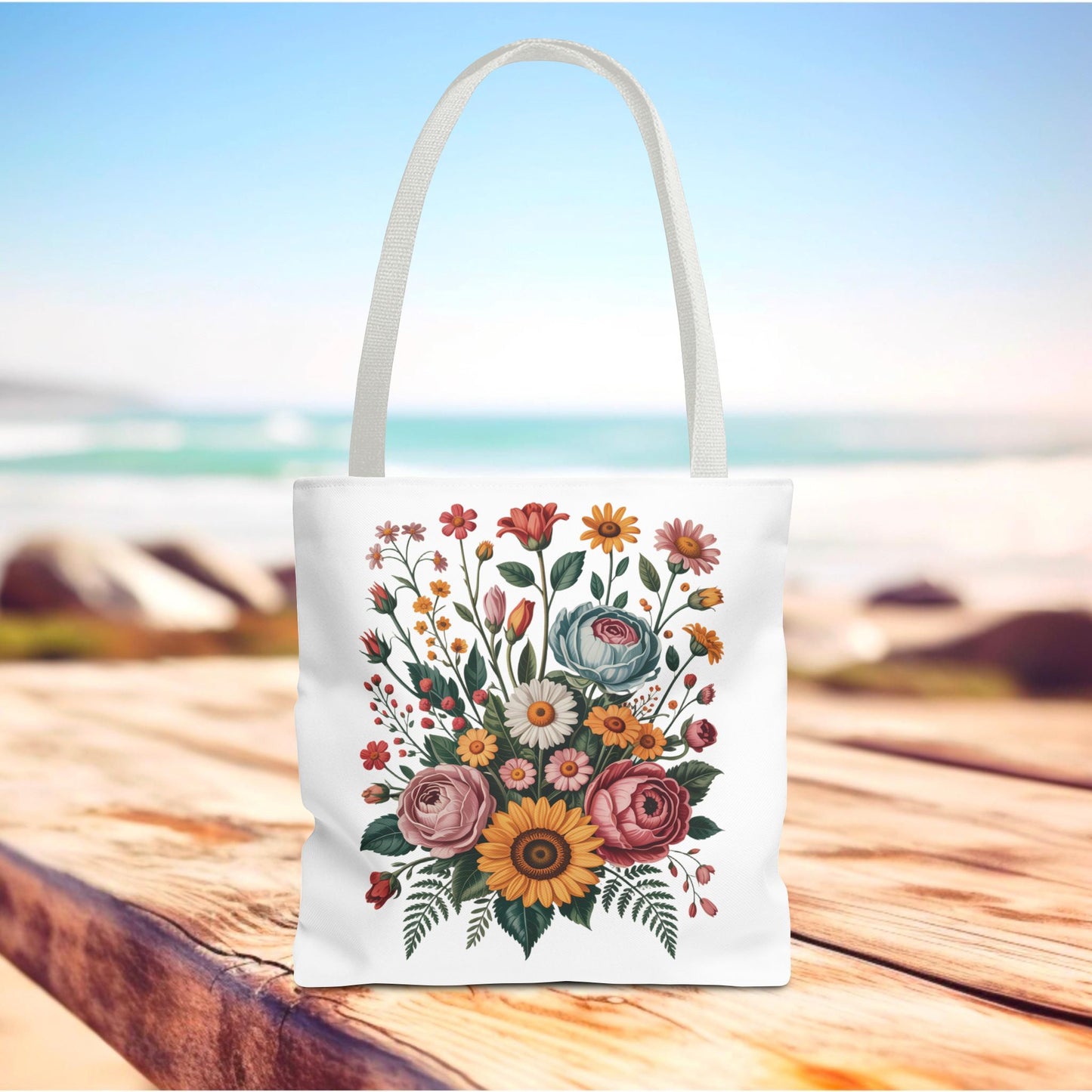 Botanical Vintage Flower Tote Bag featuring a collage of cut-out flowers from old botanical illustrations in muted pastel tones with warm pops of color, ideal for nature lovers and practical everyday use.