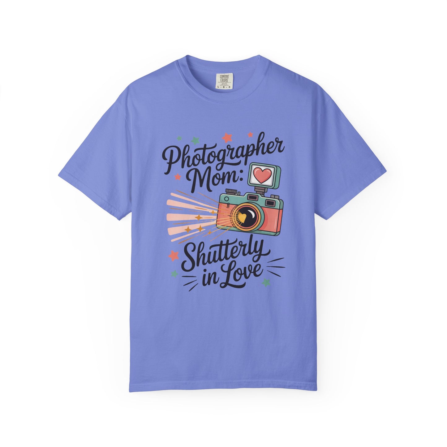 Photographer Mom: Shutterly In Love Mother's Day Comfort Colors Unisex T-Shirt featuring a relaxed fit and classic crew neckline, crafted from high-quality US cotton, perfect for casual or stylish wear.