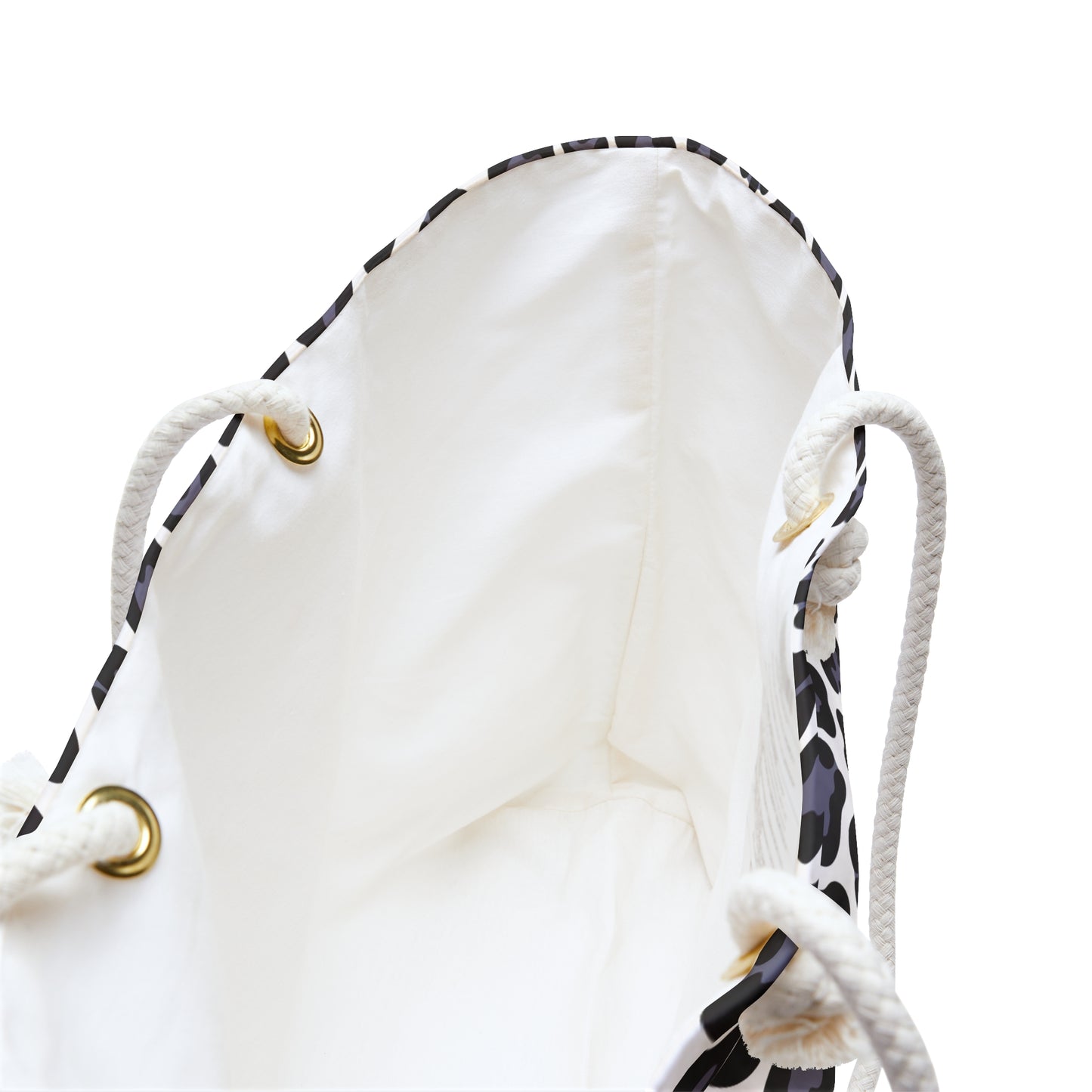 Weekender Bag - Gray Cheetah Print Duffle Bag with durable rope handles and luxurious cream interior, ideal for stylish travel. Perfect for weekend getaways, reflecting FireBrook Essentials' focus on comfort and joy.