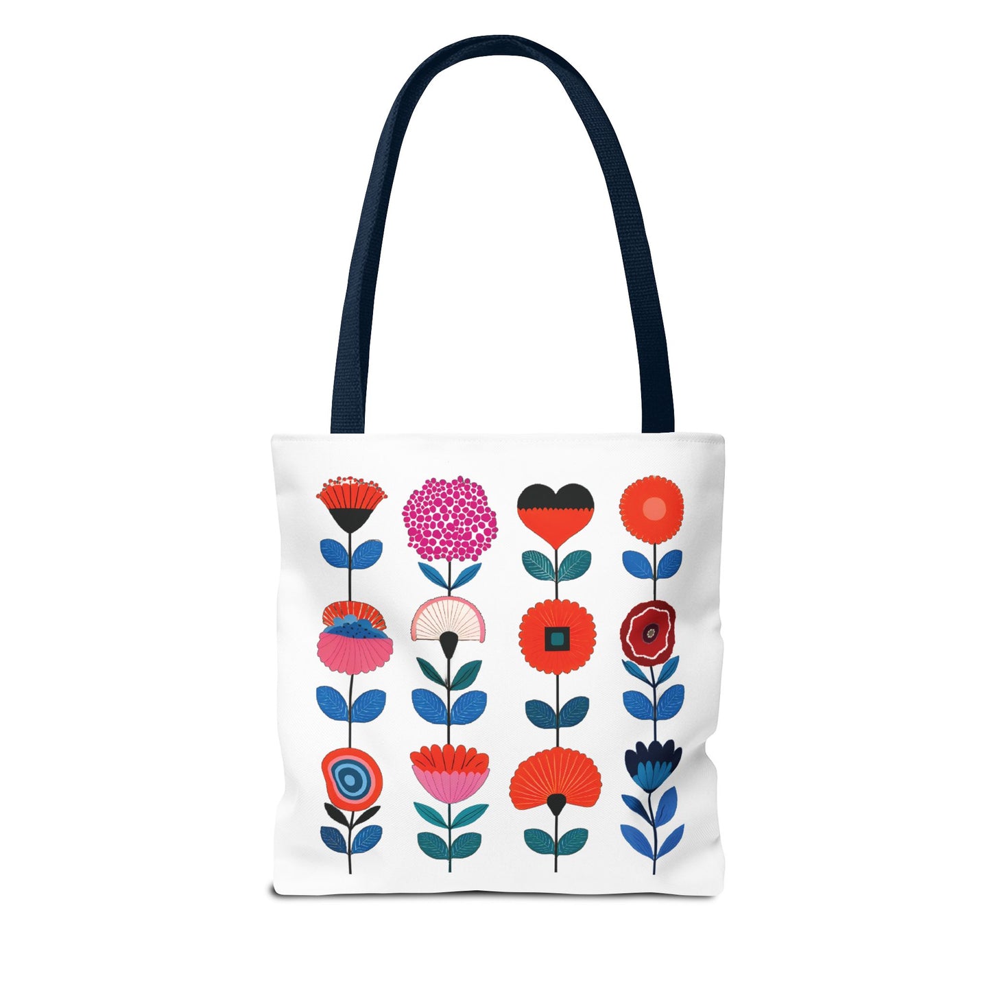 Floral Pattern Tote Bag featuring colorful flowers, perfect for daily errands or adventures. Durable design with reinforced handles and multiple sizes available.