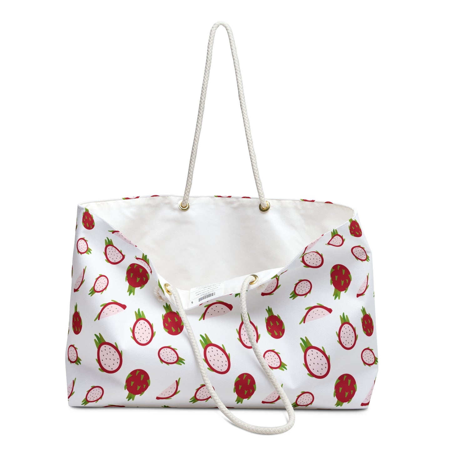 Dragonfruit Pattern Weekender Bag – Vibrant Tropical Travel Tote with durable spun polyester and rope handles, ideal for beach trips or quick getaways, embodies FireBrook Designs' joyful, stylish approach.