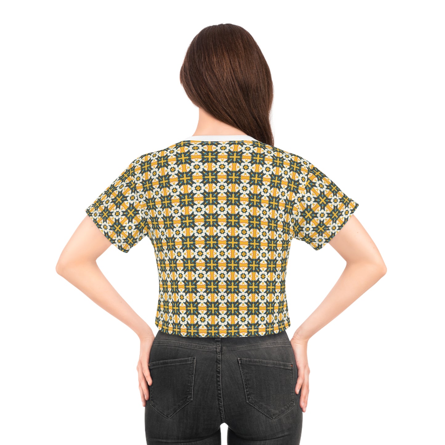 Boho Floral Pattern for Summer Vibes Crop T-Shirt