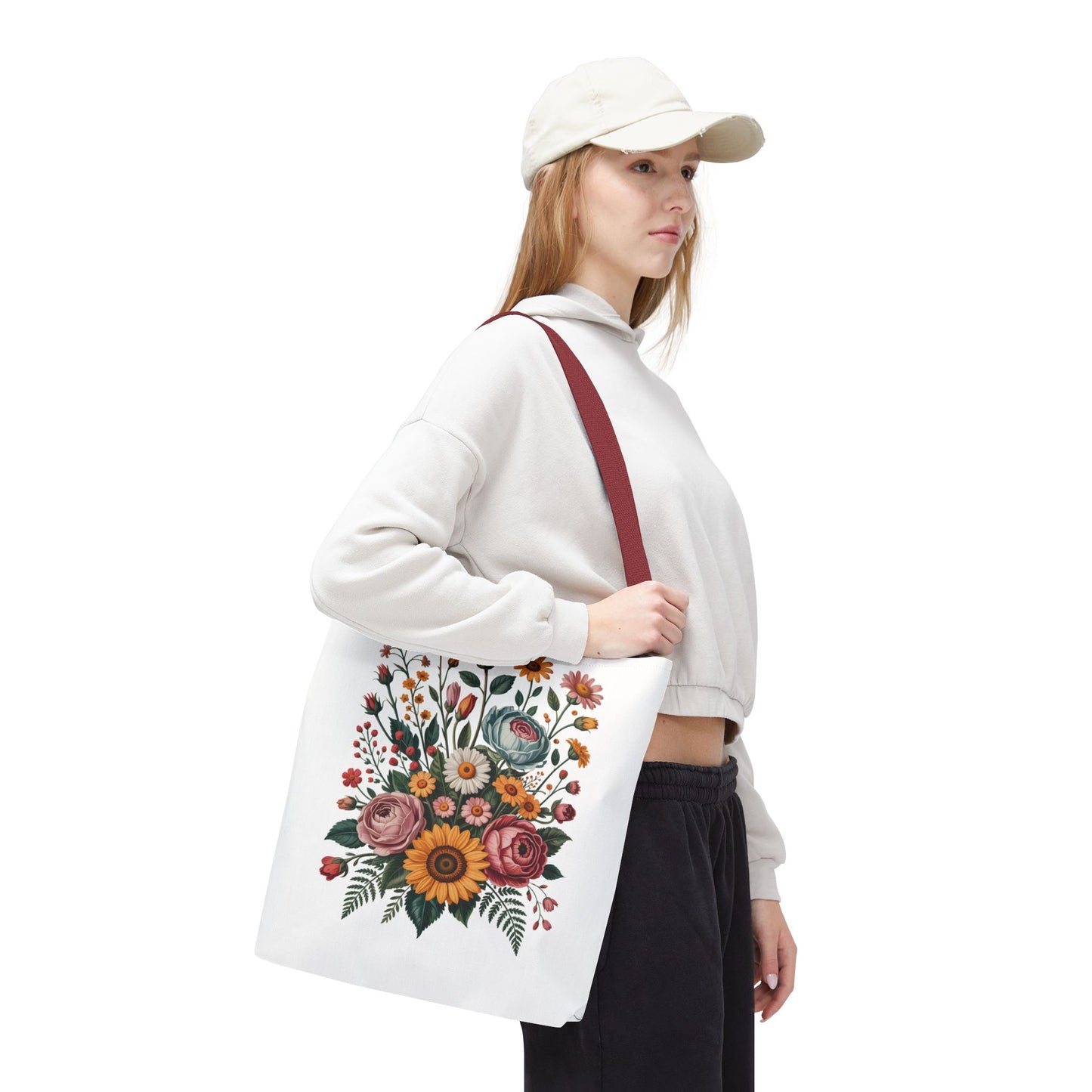 Botanical Vintage Flower Tote Bag showcasing a collage of muted pastel and warm-toned botanical illustrations, ideal for nature lovers, offering durability and style for carrying essentials.