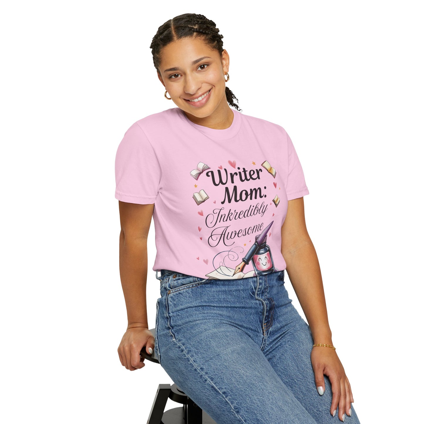 Writer Mom: Inkredibly Awesome Mother's Day Comfort Colors Unisex T-Shirt, featuring a relaxed fit and crew neckline, embodies FireBrook Essentials' commitment to stylish, uplifting apparel for joyful everyday wear.