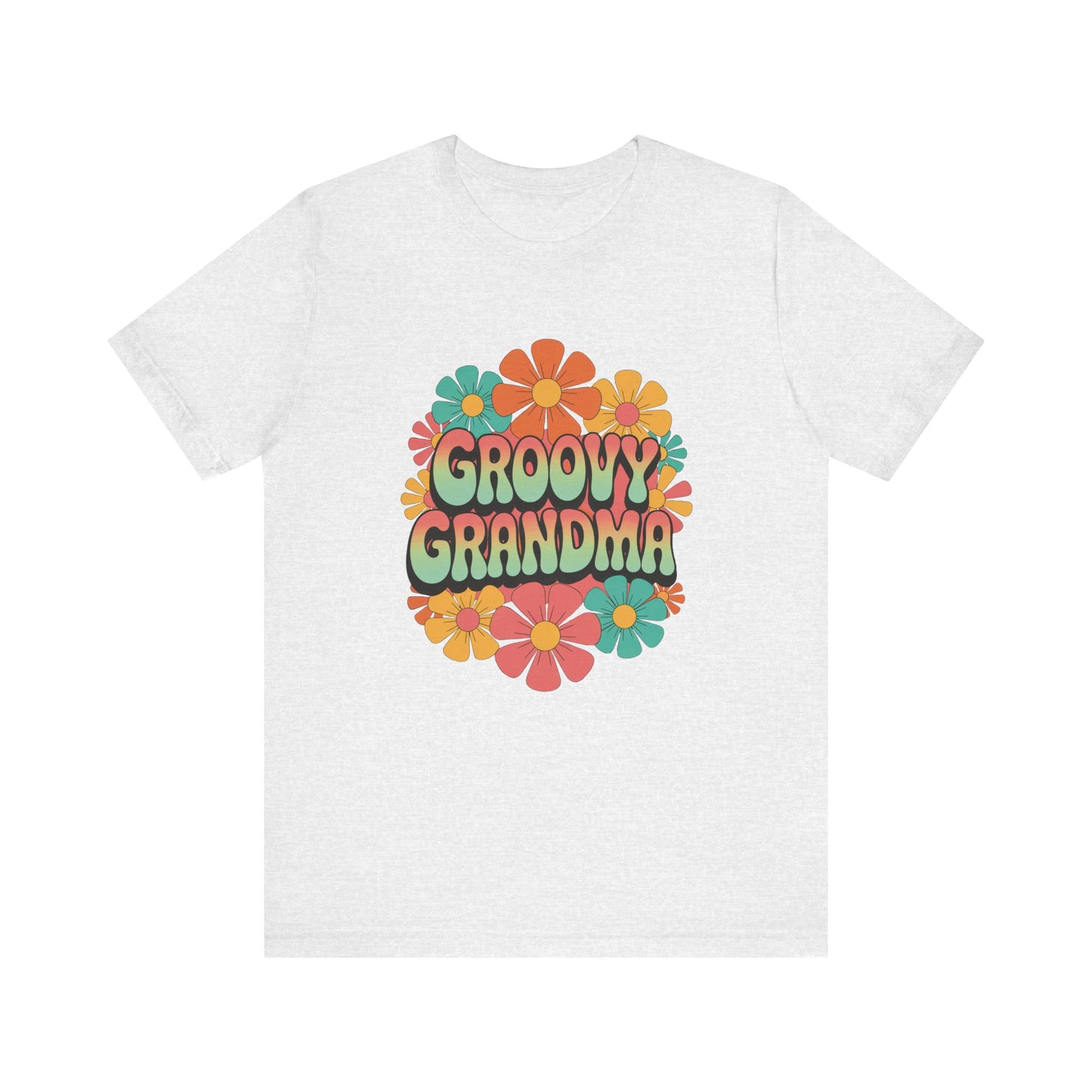 Groovy Grandma for Mother's Day Bella+Canvas Unisex T-Shirt features a vibrant floral design, ideal for vintage lovers. This comfortable, stylish top embodies FireBrook Essentials' commitment to joyful, uplifting apparel.