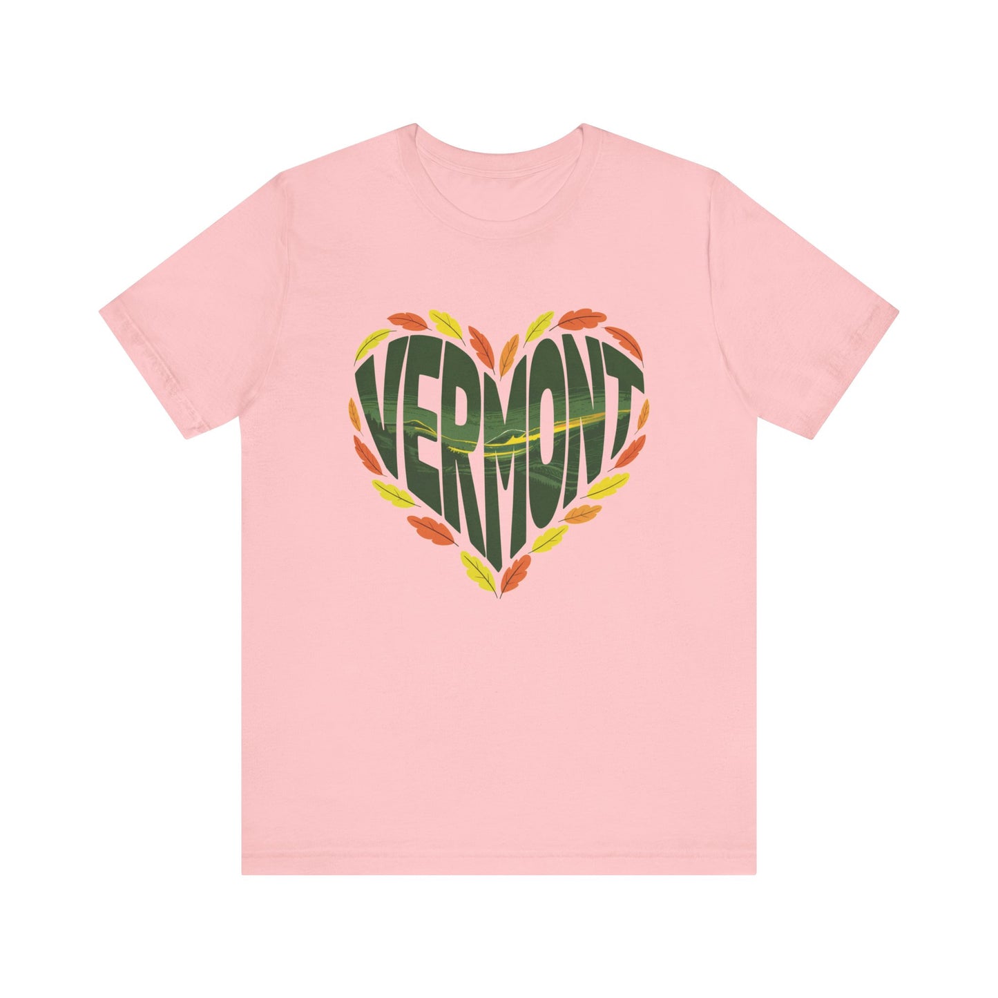 Vermont Love Bella+Canvas Unisex T-Shirt showcases a relaxed fit, ideal for nature enthusiasts. Features ribbed collar, shoulder tape for stability, and vibrant sleeve designs, reflecting FireBrook Essentials' uplifting, stylish ethos.
