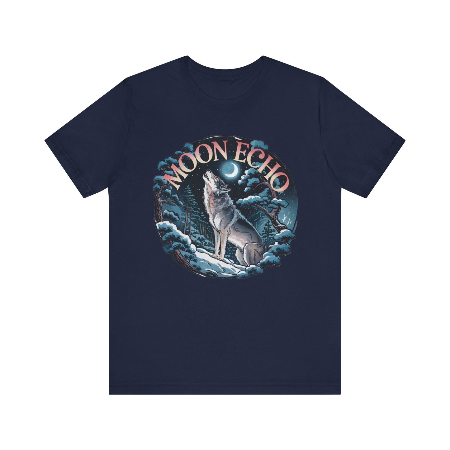 Wolf Howling Beneath the Moon Bella+Canvas Unisex T-Shirt, features a wolf howling at the moon design, ideal for nature enthusiasts, crafted for comfort and style.