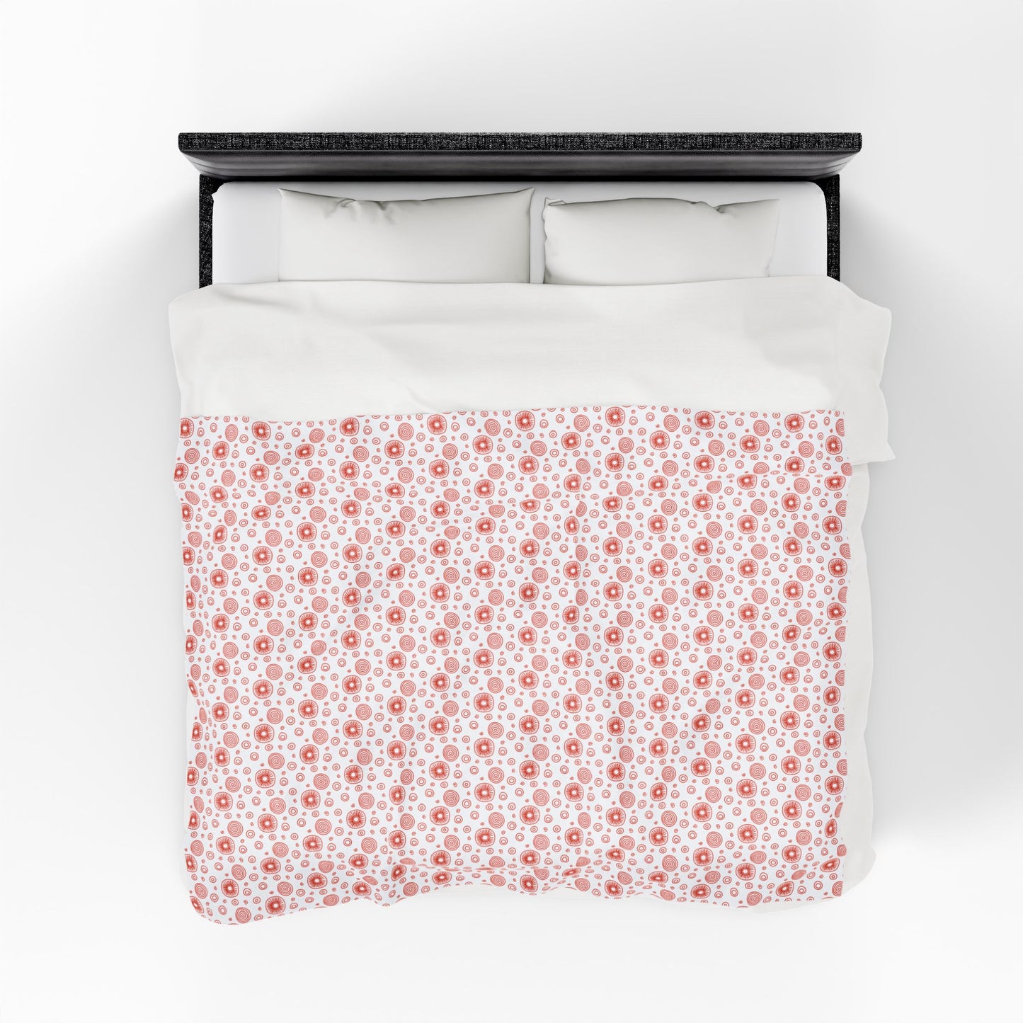 Swirls and Circles (Medium) Velveteen Plush Blanket, showcasing its soft, plush texture and durable double needle topstitch, ideal for cozy, stylish home decor from FireBrook Essentials.
