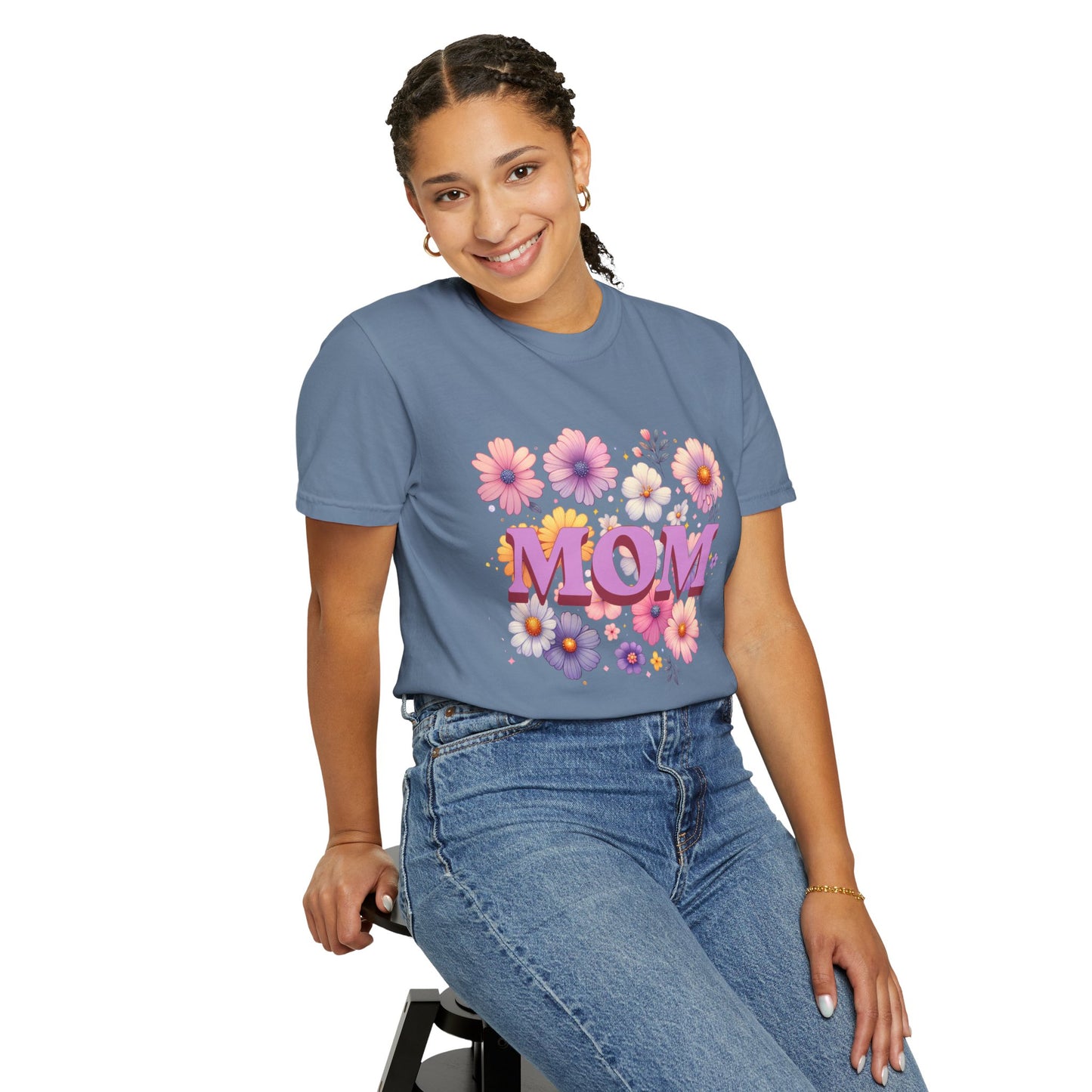 Mother's Day Comfort Colors T-shirt: Unisex, garment-dyed tee with a classic crew neckline and relaxed fit, perfect for casual wear. Made from soft, 100% US cotton, highlighting comfort and durability.