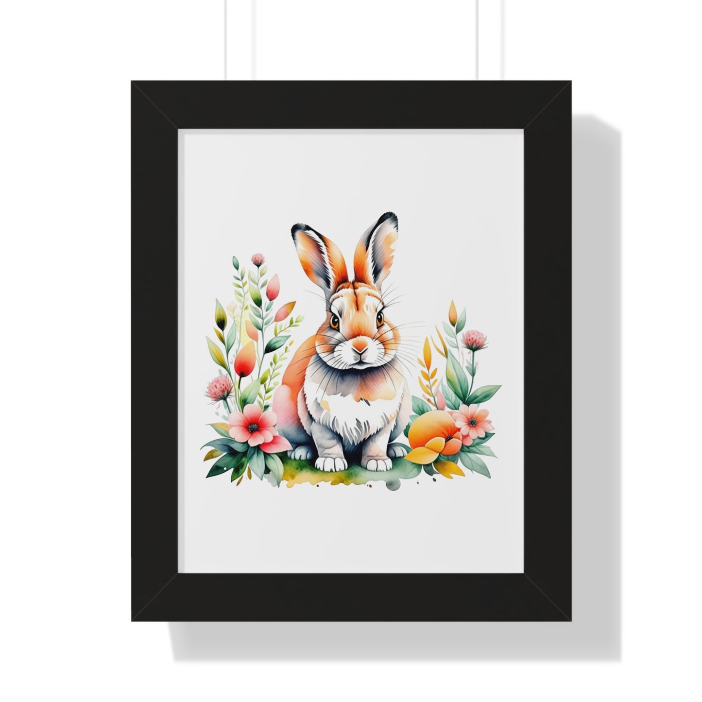 Bunny Wall Art featuring a whimsical rabbit surrounded by flowers, perfect for a nursery or child's room. Ideal for adding a playful touch, aligning with FireBrook Essentials' uplifting design ethos.