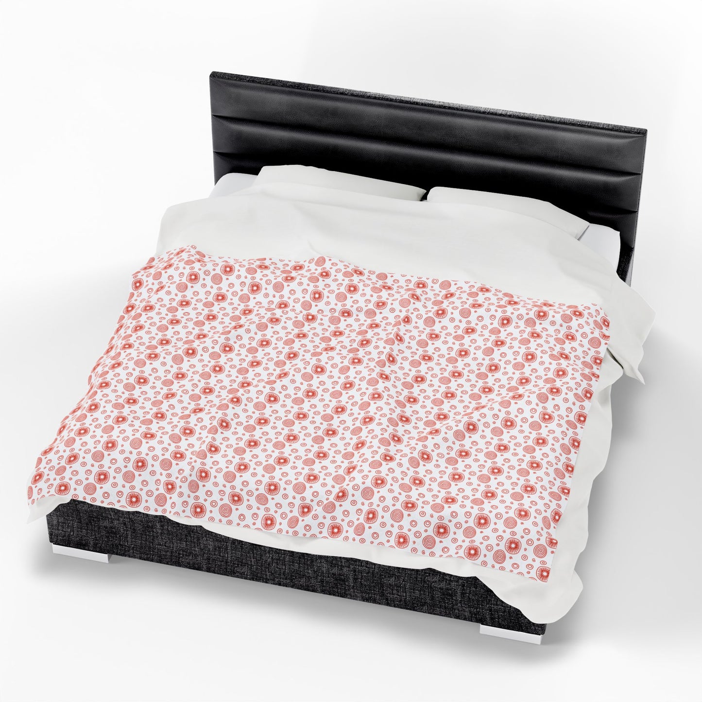 Swirls and Circles (Medium) Velveteen Plush Blanket, showcasing a vibrant, intricate pattern. Its plush texture offers warmth and comfort, embodying FireBrook Essentials' commitment to stylish, uplifting home decor.