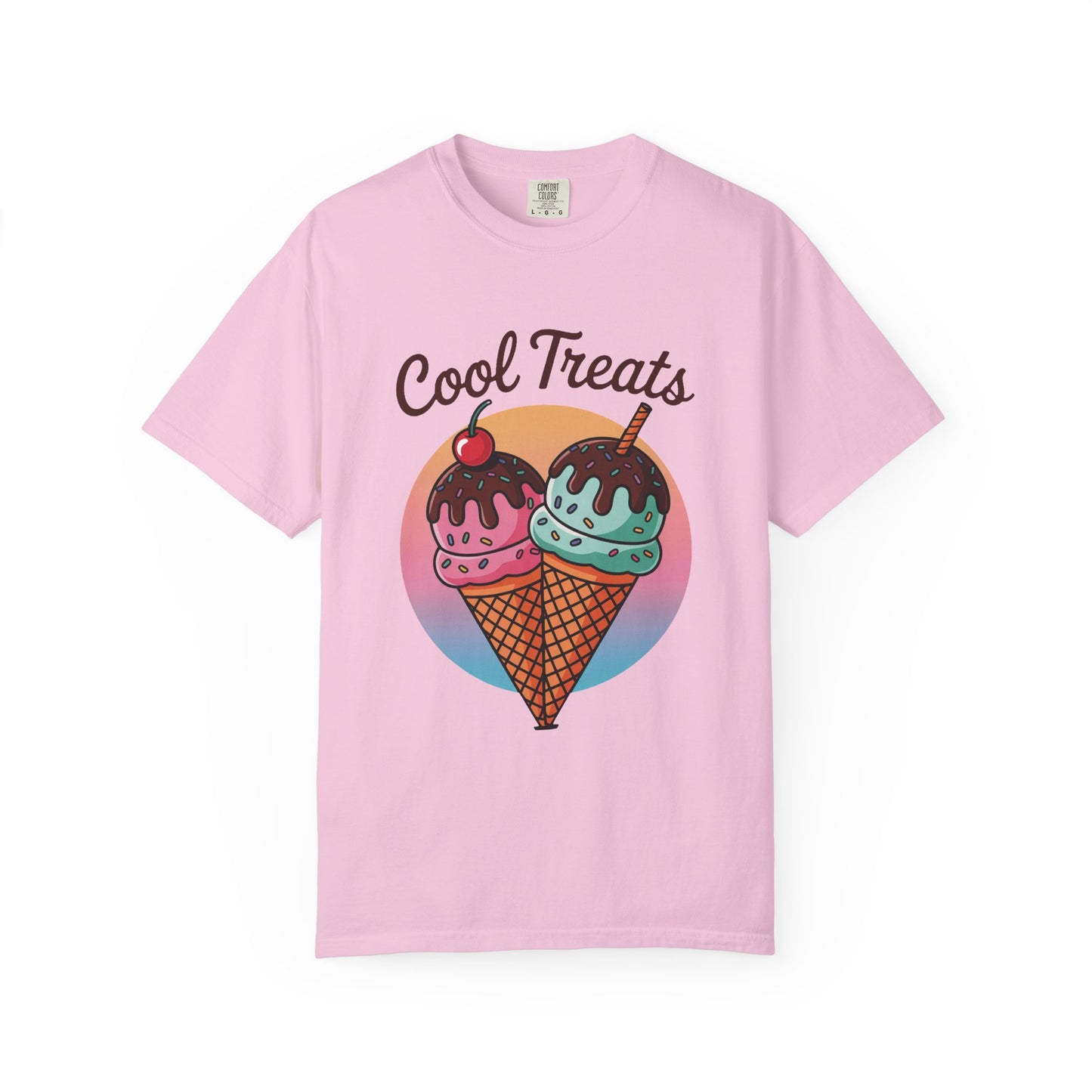 Ice Cream Cool Treats Comfort Colors Unisex T-Shirt with playful ice cream cones design, perfect for adding a summery vibe to your wardrobe, enhancing comfort and style for casual wear.