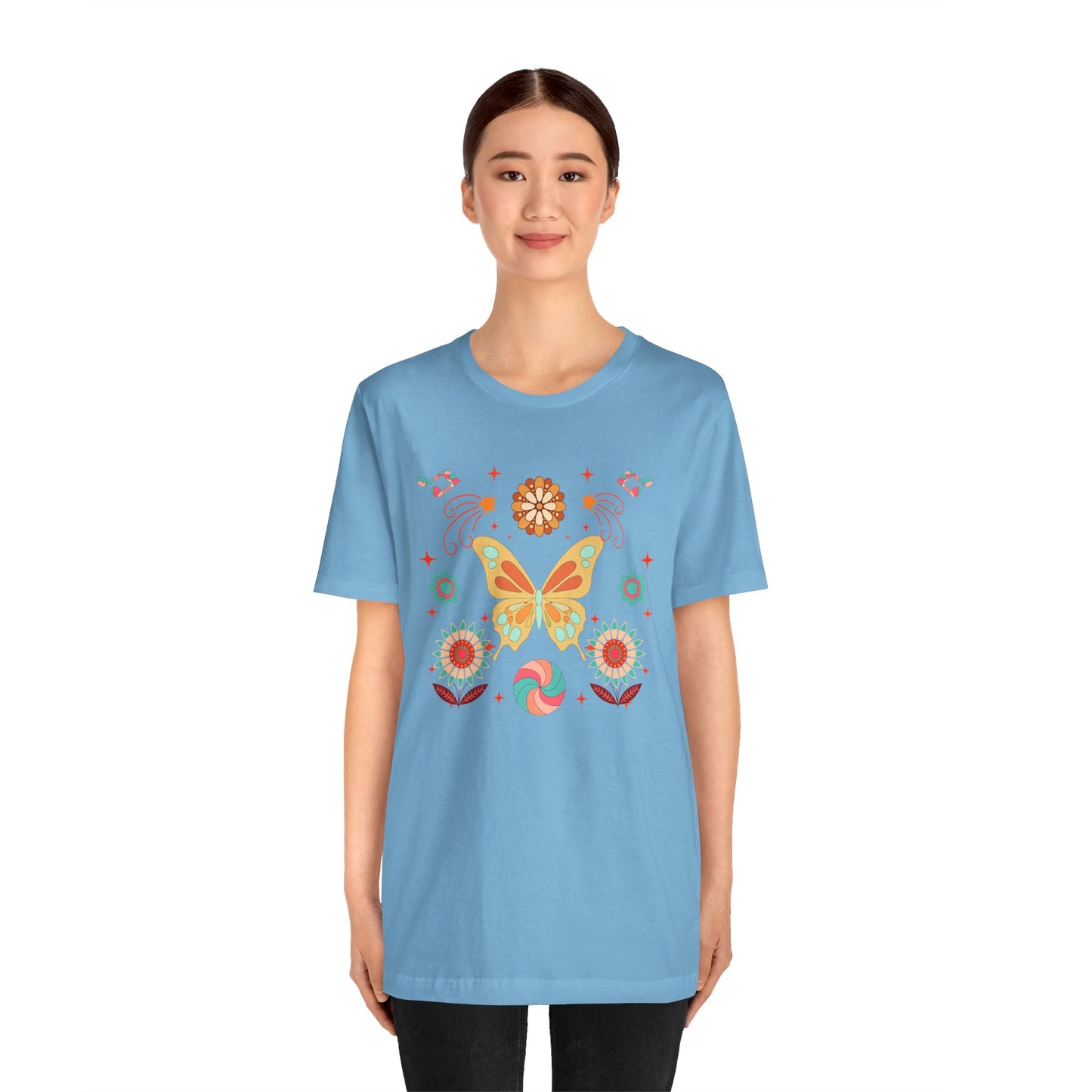 Butterfly and Flowers T-Shirt